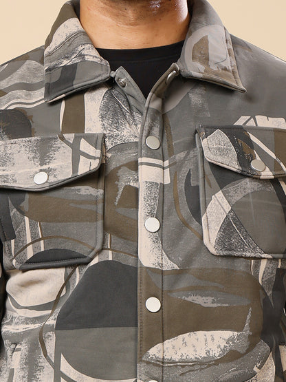 Stylox Men’s Printed Full Sleeve Jacket with Button Closure – Bold Style, Effortless Comfort