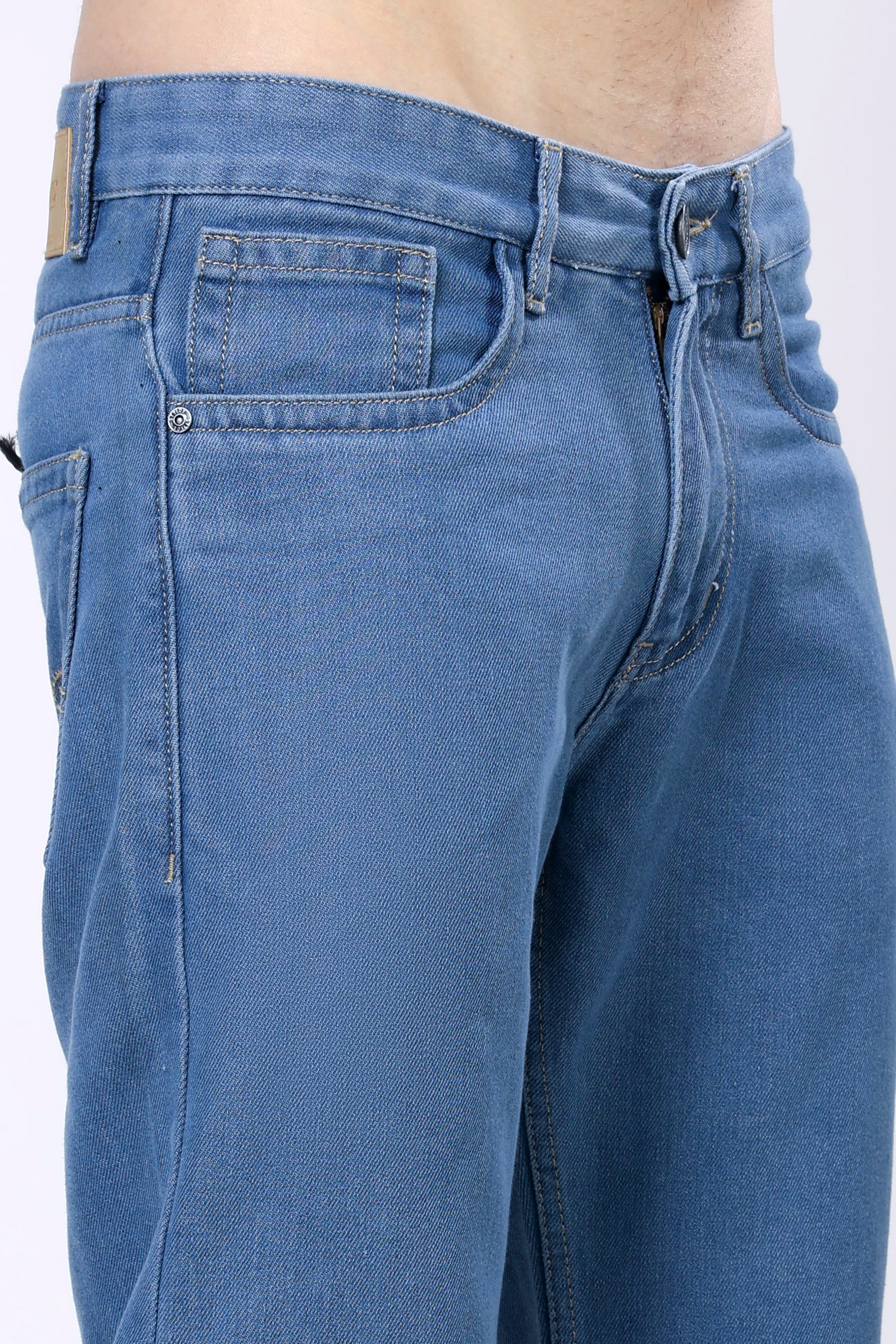 Stylox Men’s Mid-Rise Comfort Fit Mid Dark Blue Non-Stretch Denim Jeans - Stylox