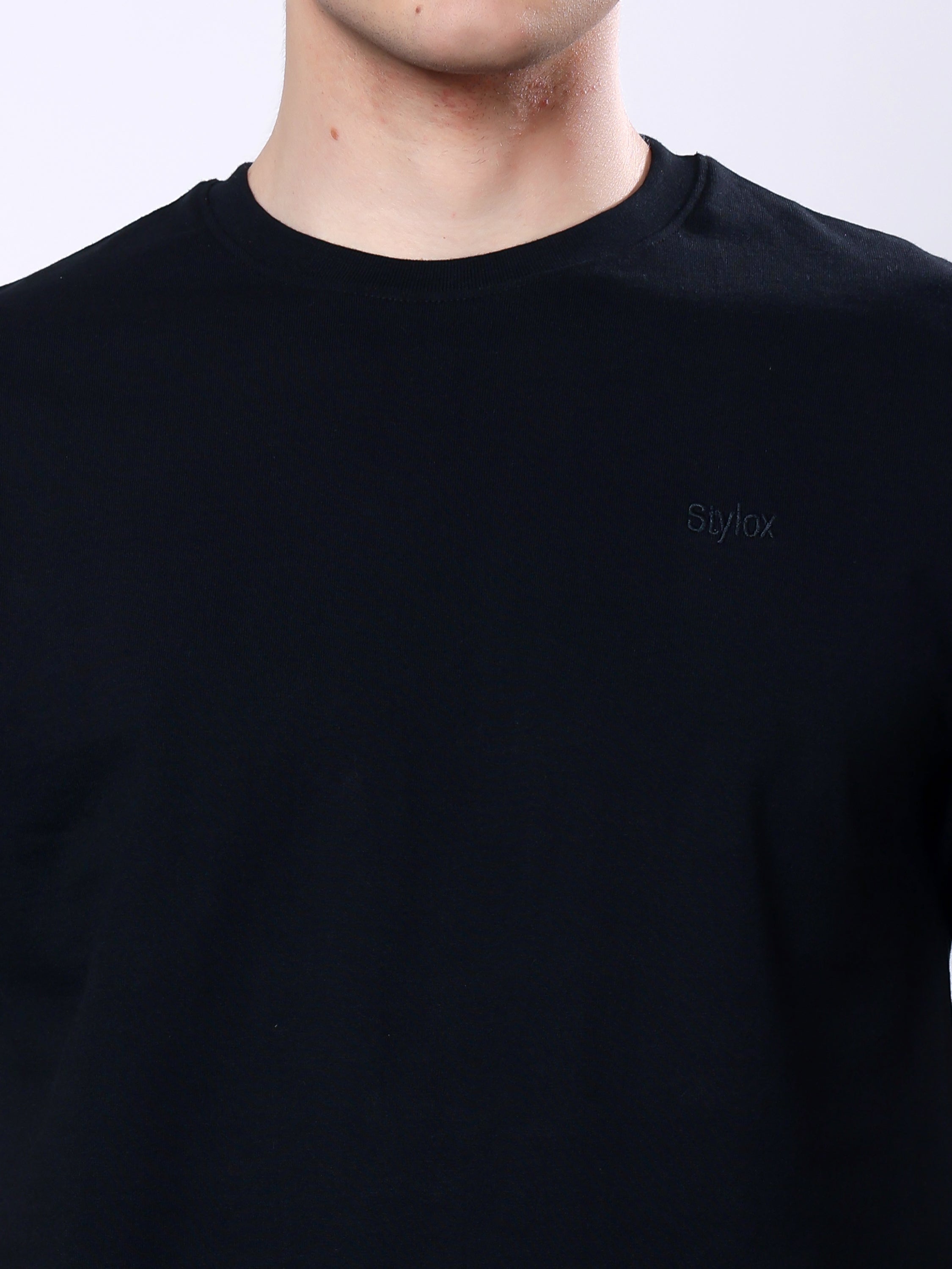 Stylox Men’s Solid Round Neck T-Shirt | Classic Cotton Casual Crew Neck Tee - Stylox