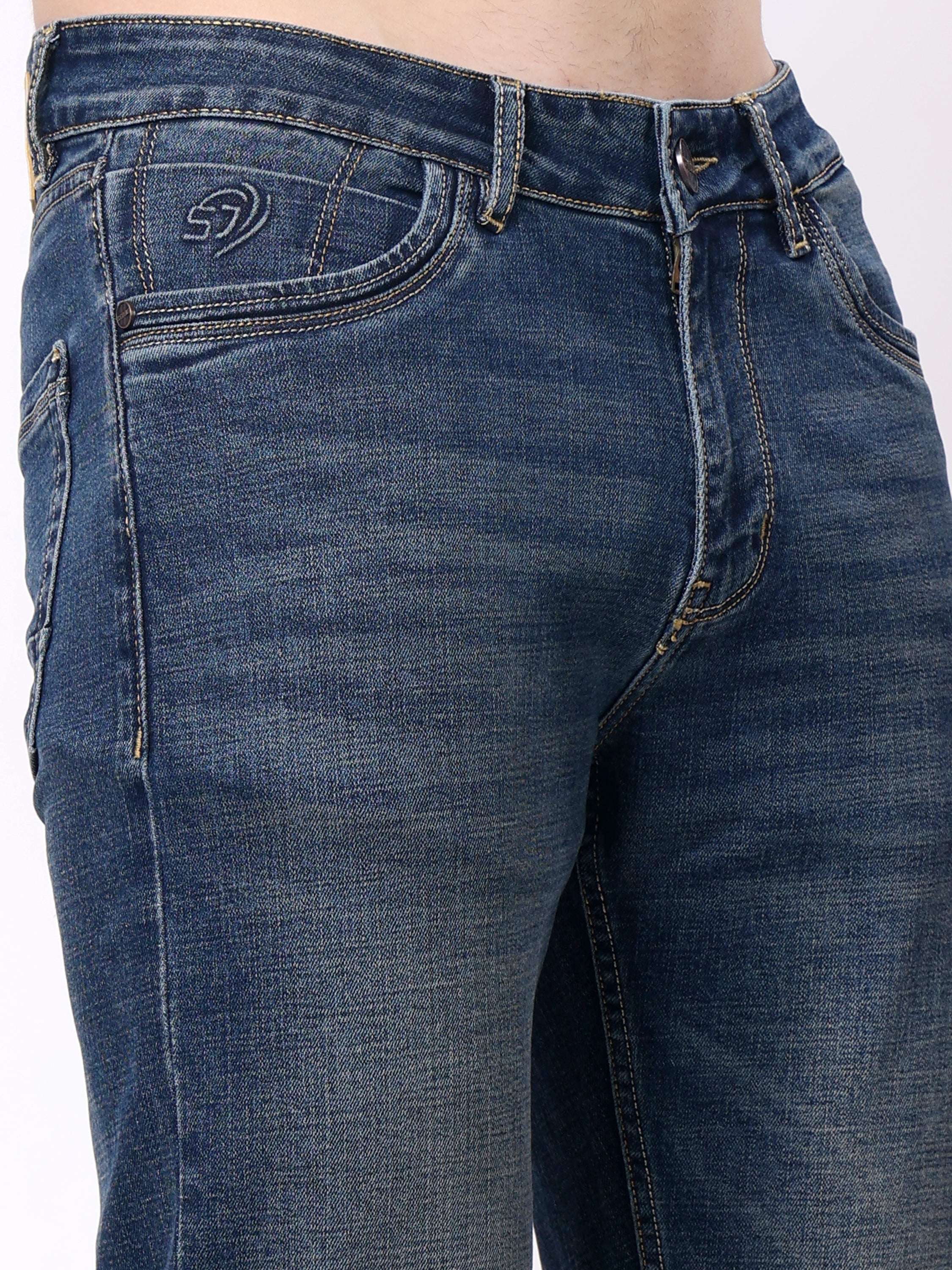 Stylox Men’s Stretchable Slim Fit Mid-Rise Casual Denim Jeans - Stylox