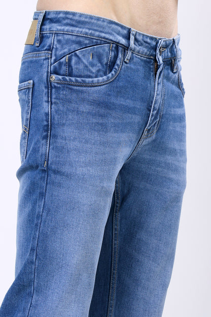 Stylox Men’s Mid-Rise Comfort Fit Stretchable Dark Blue Denim Jeans - Stylox