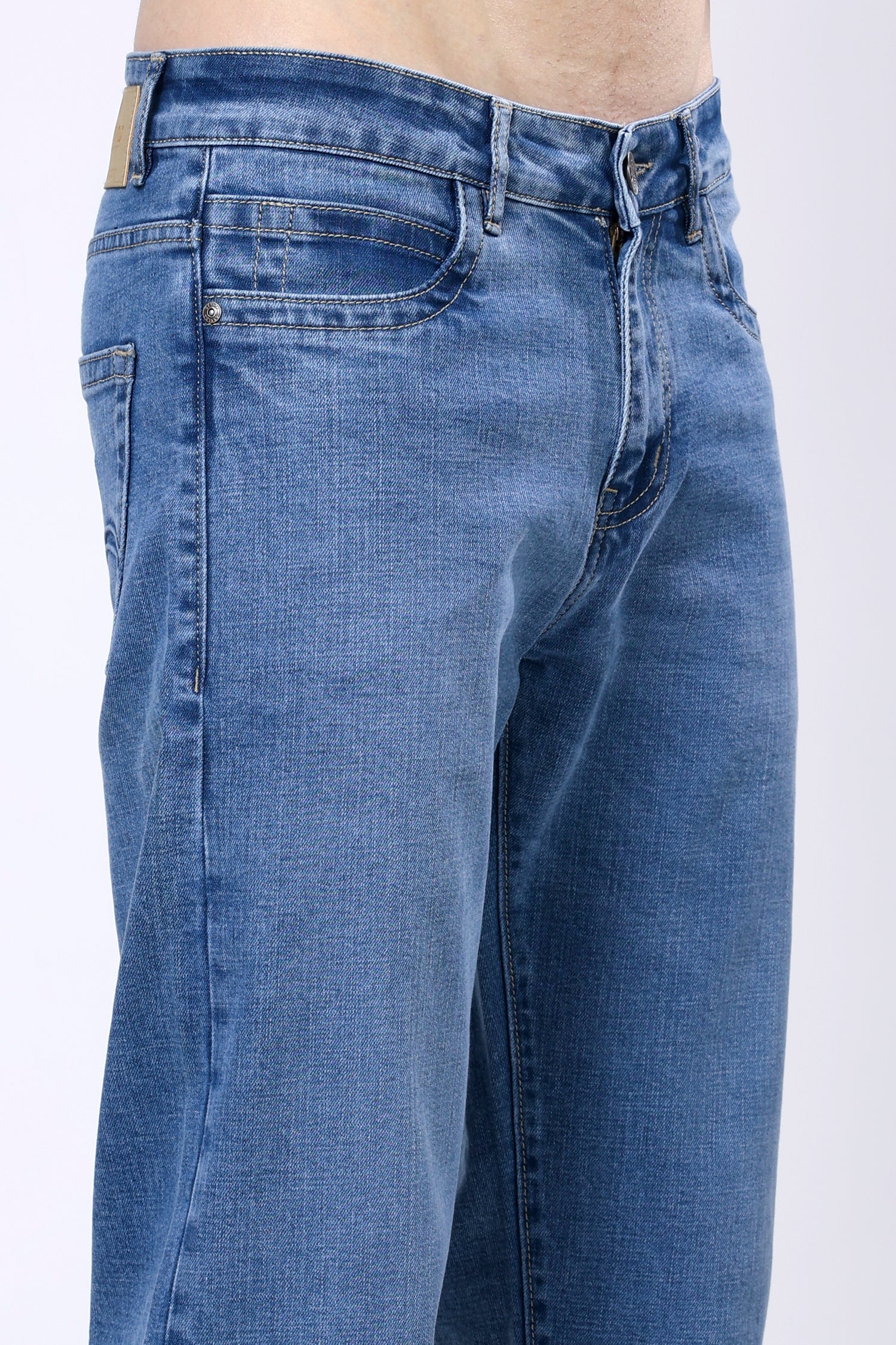 Stylox Men’s Comfort Fit Stretchable Light Blue Denim Jeans - Stylox