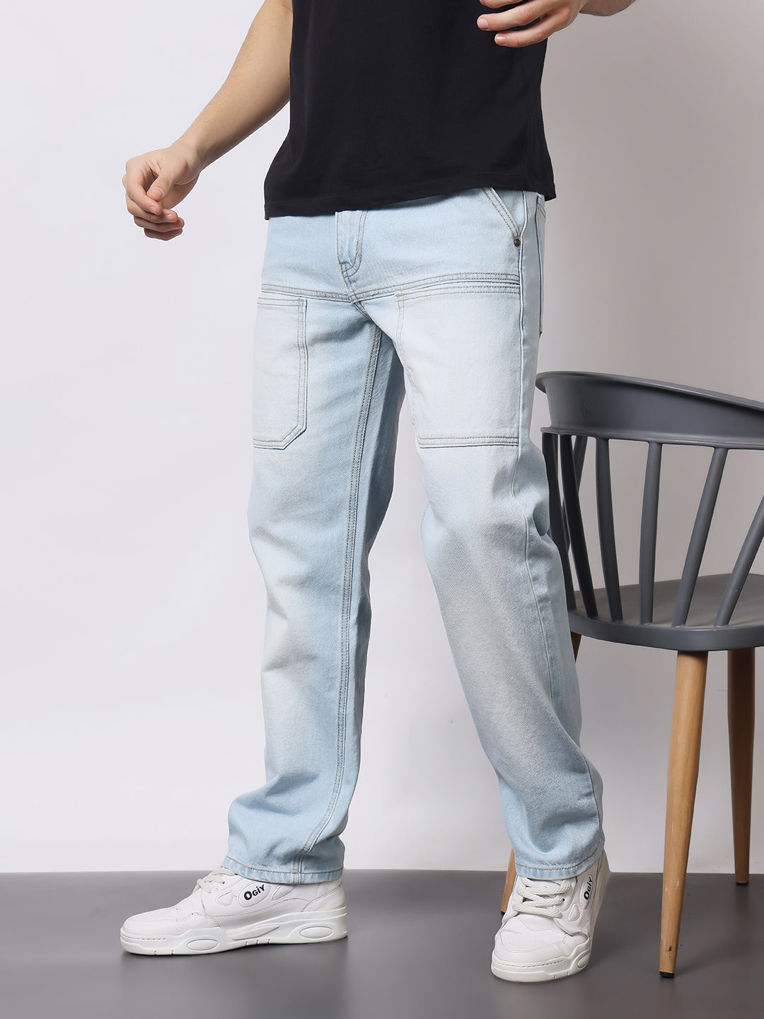 Stylox Men’s Relaxed Fit Heavy Washed Denim Jeans with Front Utility Pockets | Comfort Casual Jeans for Everyday Wear - Stylox