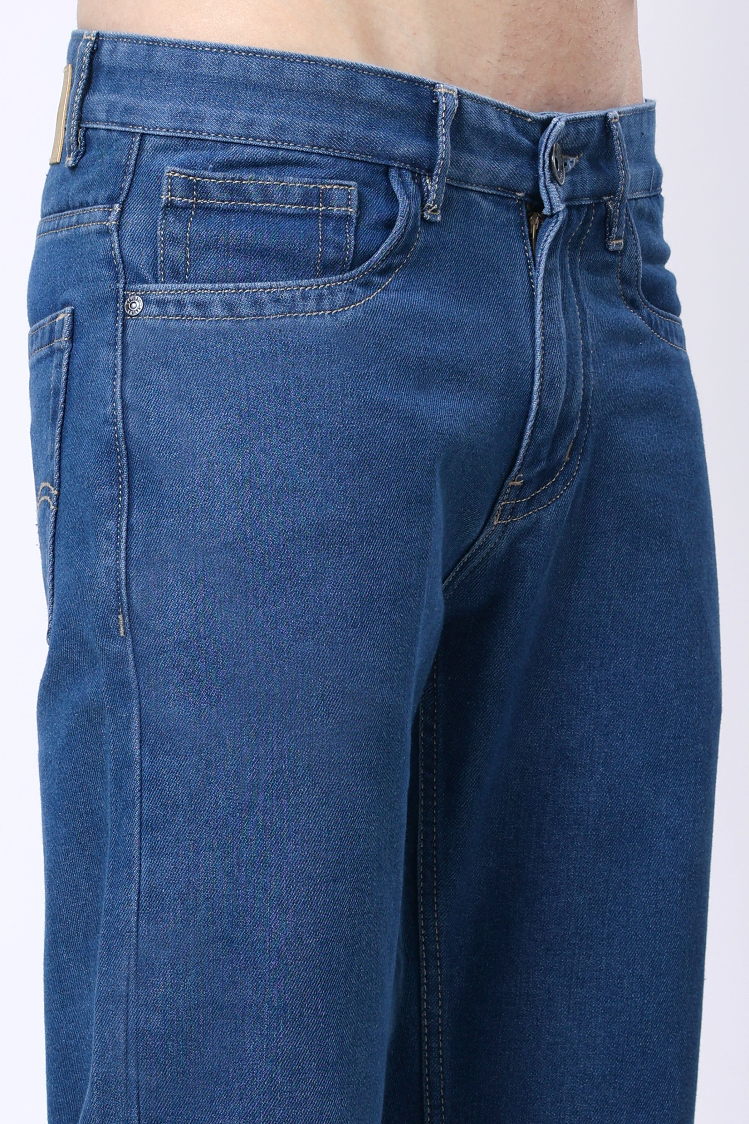 Stylox Men’s Mid-Rise Comfort Fit Dark Blue Non-Stretch Denim Jeans - Stylox