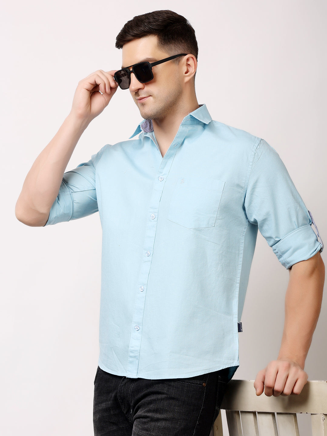 Stylox Men’s Regular Fit Oxford Full Sleeve Solid Shirt | Premium Cotton Blend Casual & Formal Wear - Stylox
