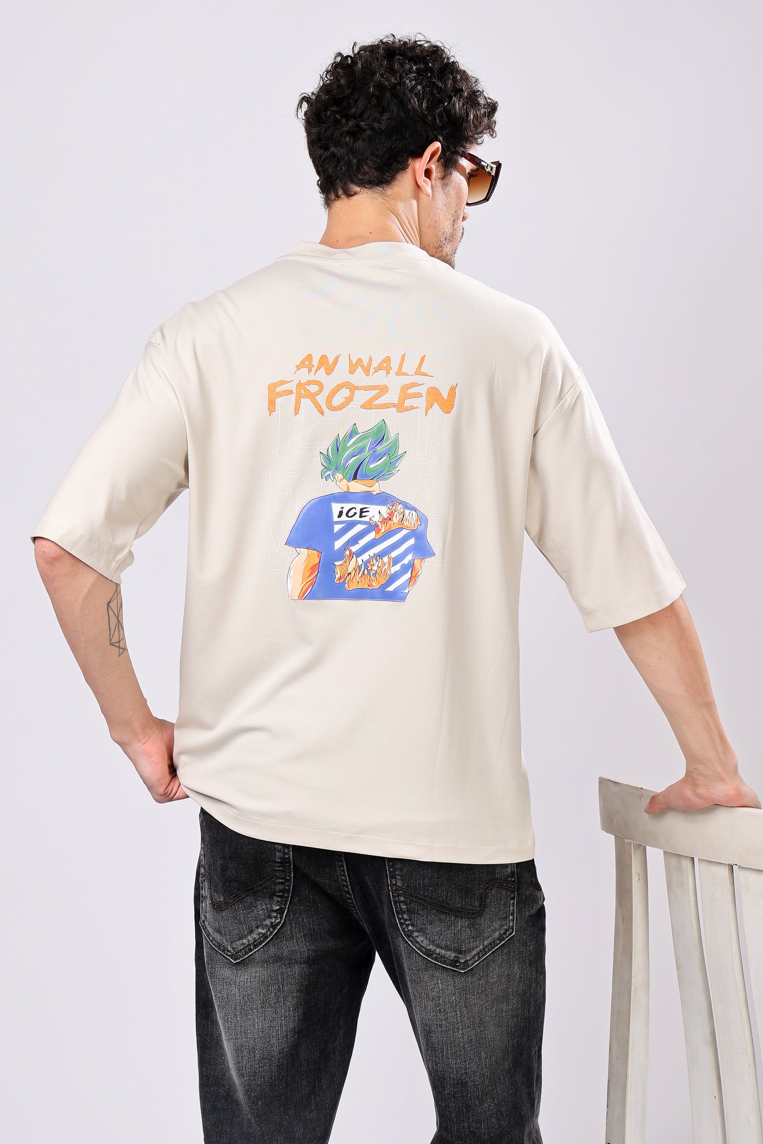 Stylox Men’s Oversized Round Neck Half Sleeve Back Printed T-Shirt | Premium Cotton Loose Fit Graphic Tee for Streetwear &amp; Casual Style