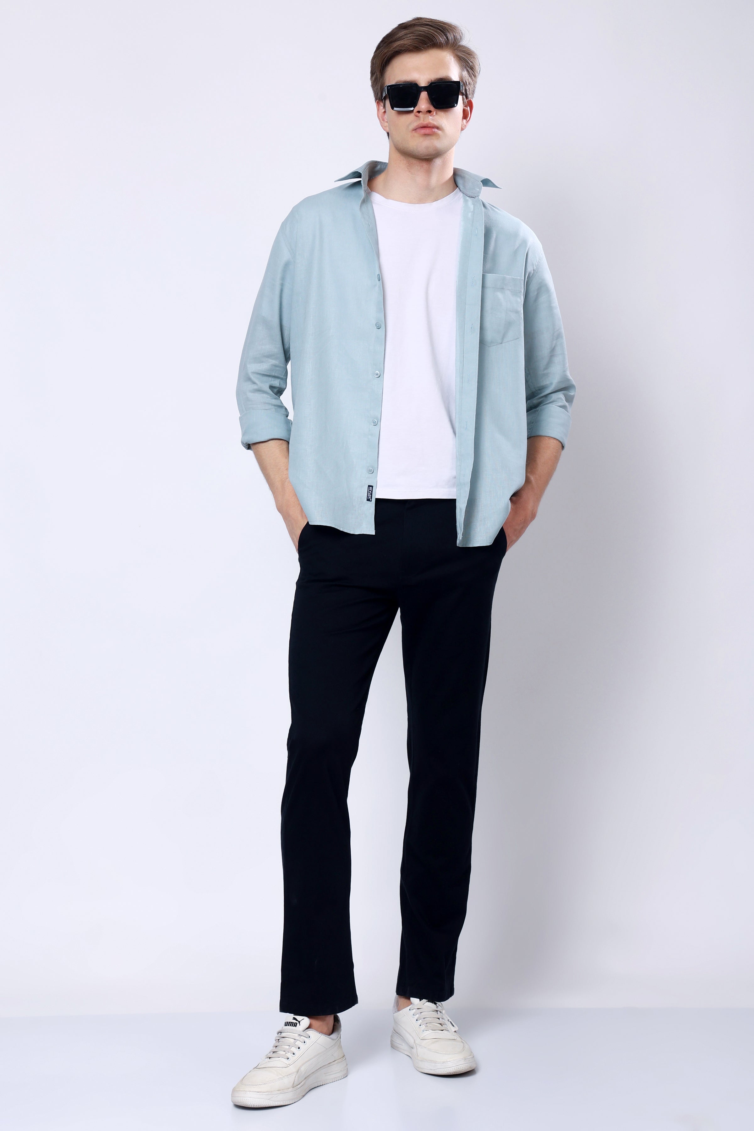 Stylox Men’s Straight Fit Casual Trousers with Comfort-Navy - Stylox