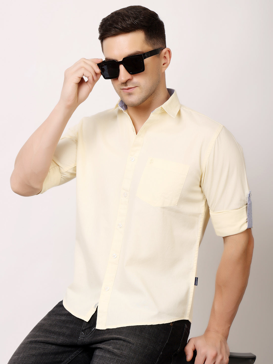 Stylox Men’s Regular Fit Oxford Full Sleeve Solid Shirt | Premium Cotton Blend Casual & Formal Wear - Stylox
