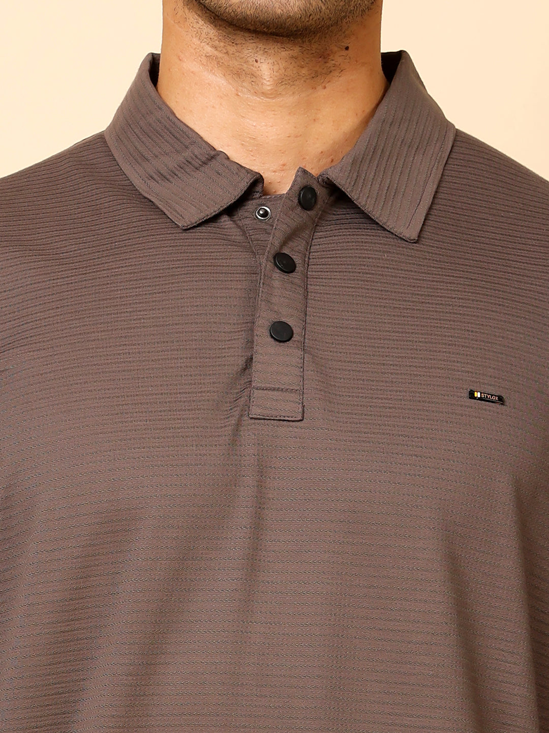 Stylox Men’s Polo Neck Sweatshirt with Button Placket