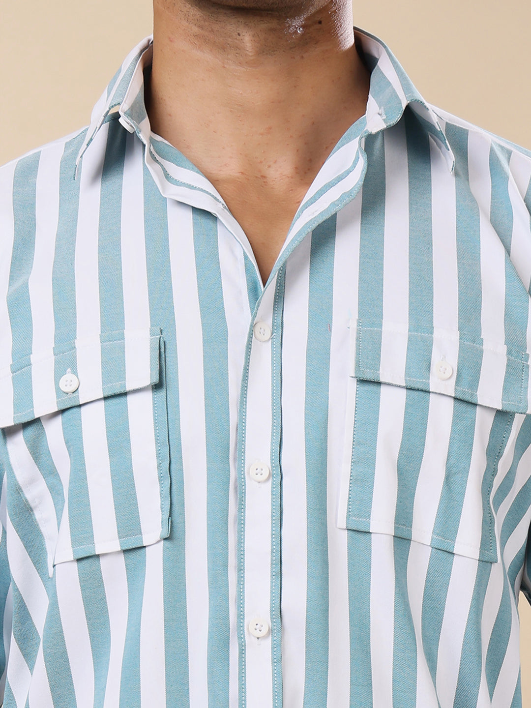 Stylox Men’s Striped Full Sleeve Regular Fit Shirt with Double Chest Pockets – Smart, Functional & Stylish - Stylox