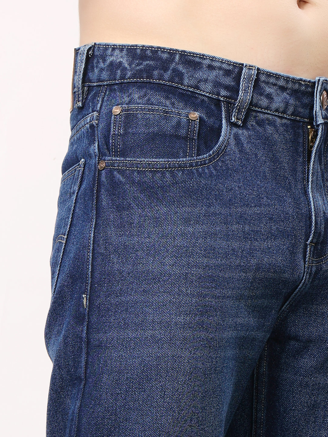 Stylox Men’s Relaxed Fit Solid Jeans | Comfortable Denim Casual Wear for Everyday Style (Mid Dark Blue) - Stylox