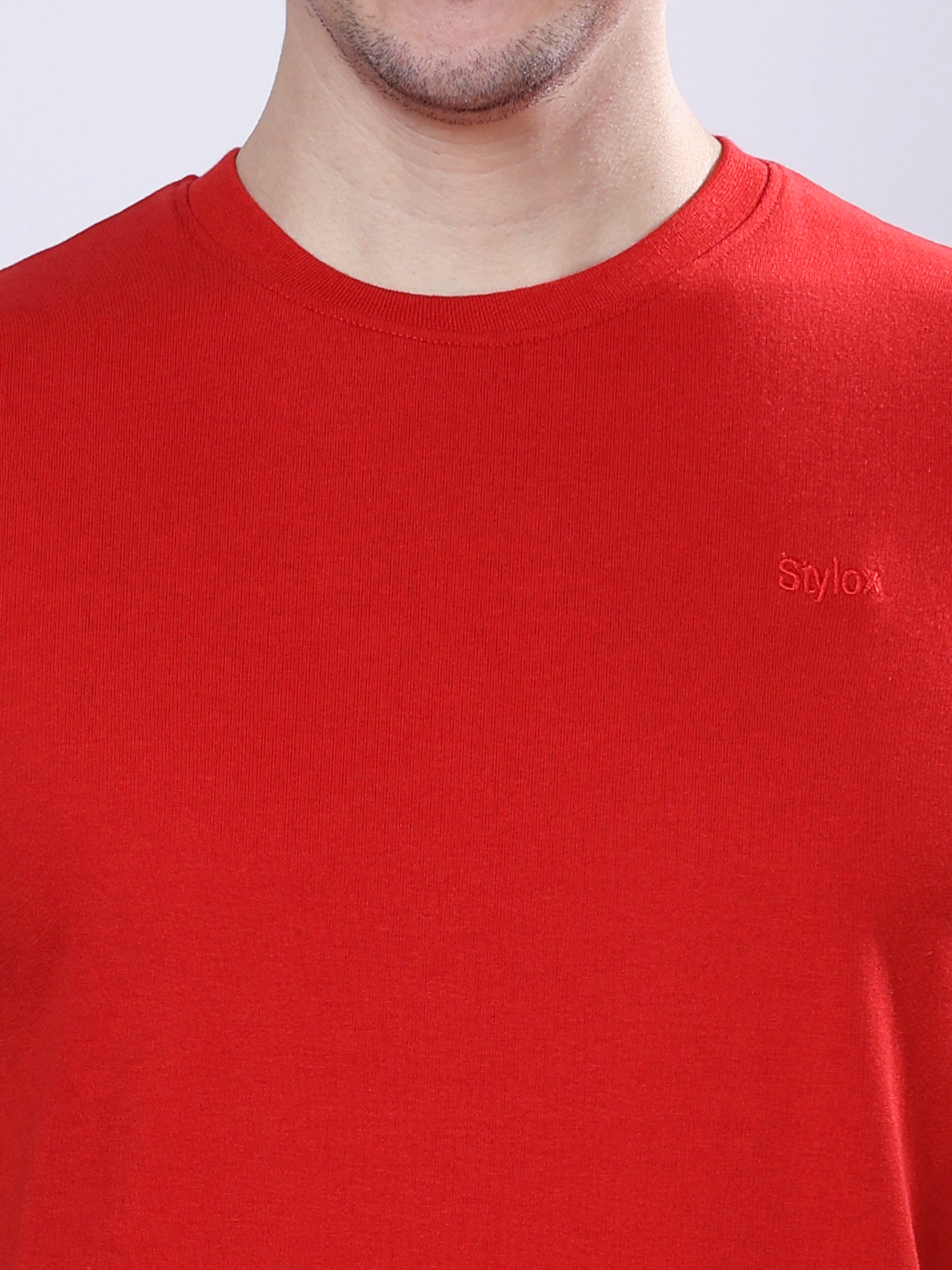 Stylox Men’s Solid Round Neck T-Shirt | Classic Cotton Casual Crew Neck Tee - Stylox