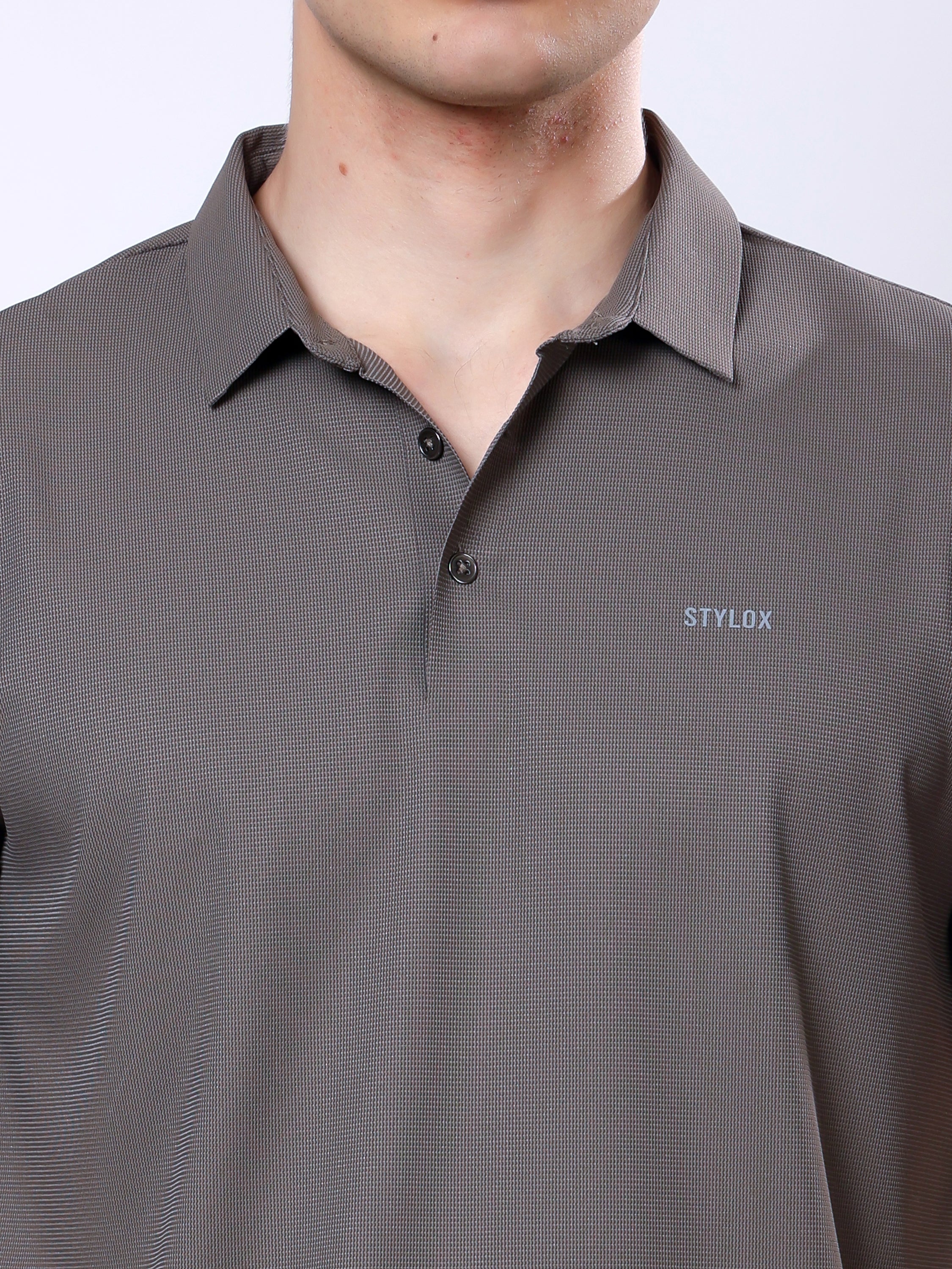 Stylox Men’s Premium Regular Fit Stretchable Polo T-Shirt-Arm Taupe - Stylox