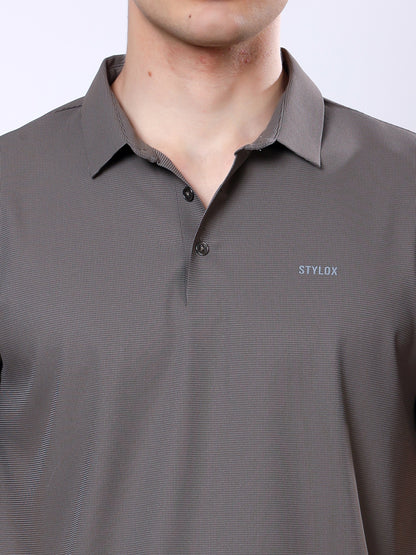 Stylox Men’s Premium Regular Fit Stretchable Polo T-Shirt-Arm Taupe - Stylox