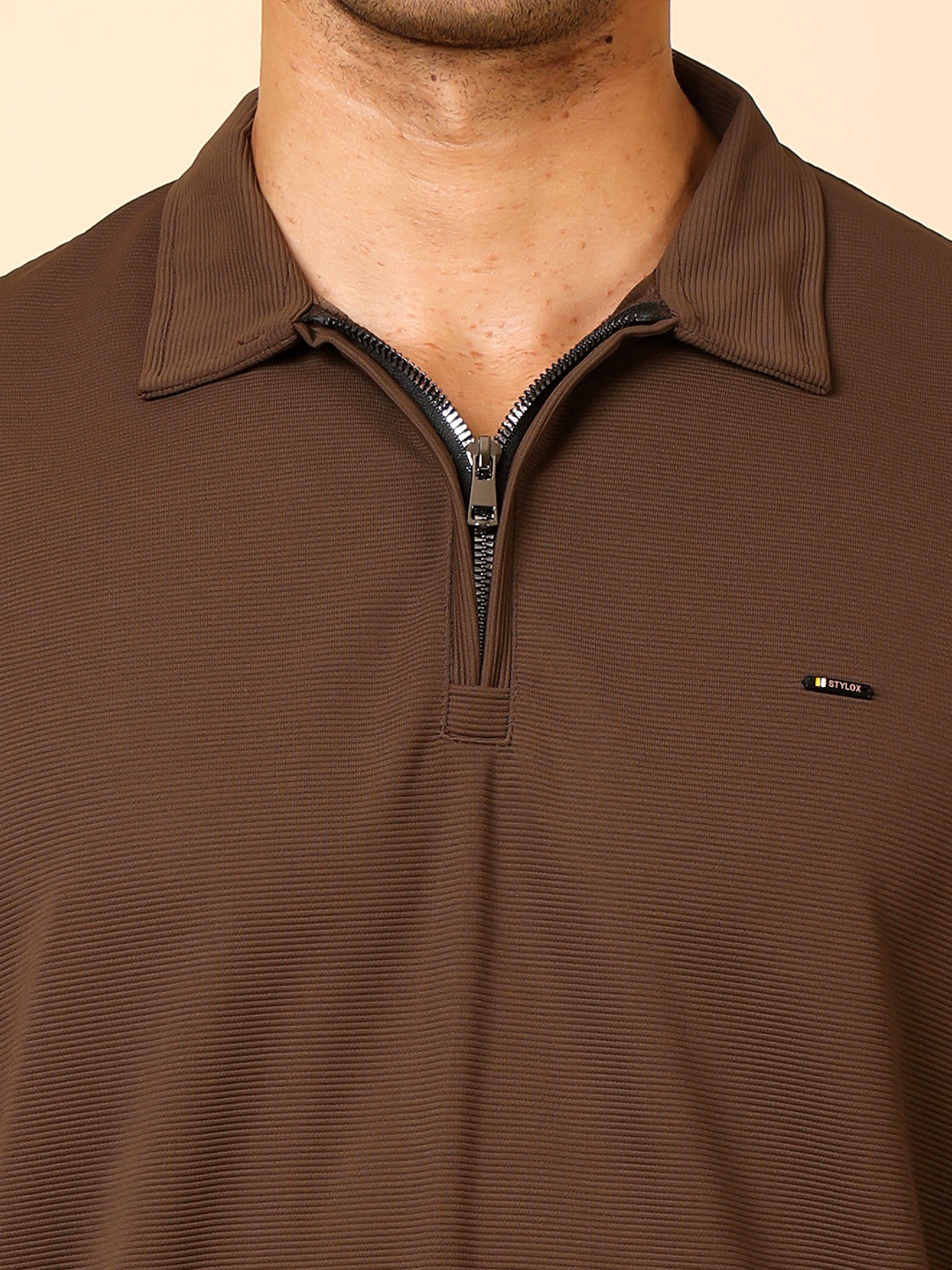 Stylox Men's Utility Style Zip Neck Sweatshirt