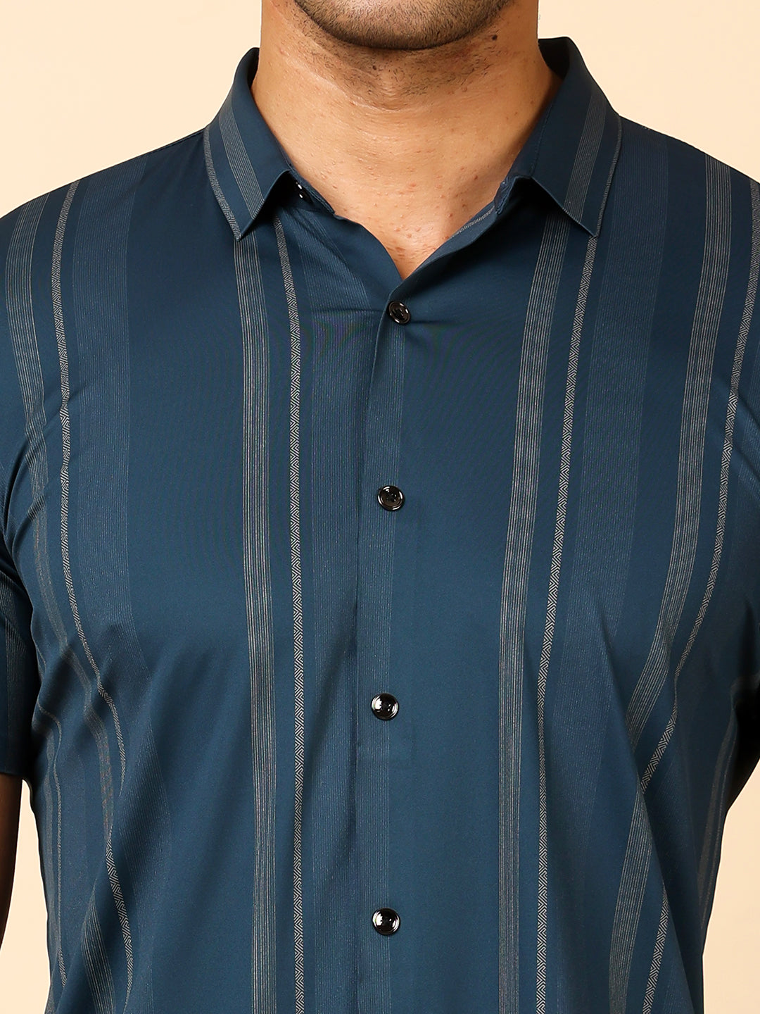 Men’s Slim-Fit Stretchable Striped Shirt | Casual & Summer Wear - Stylox