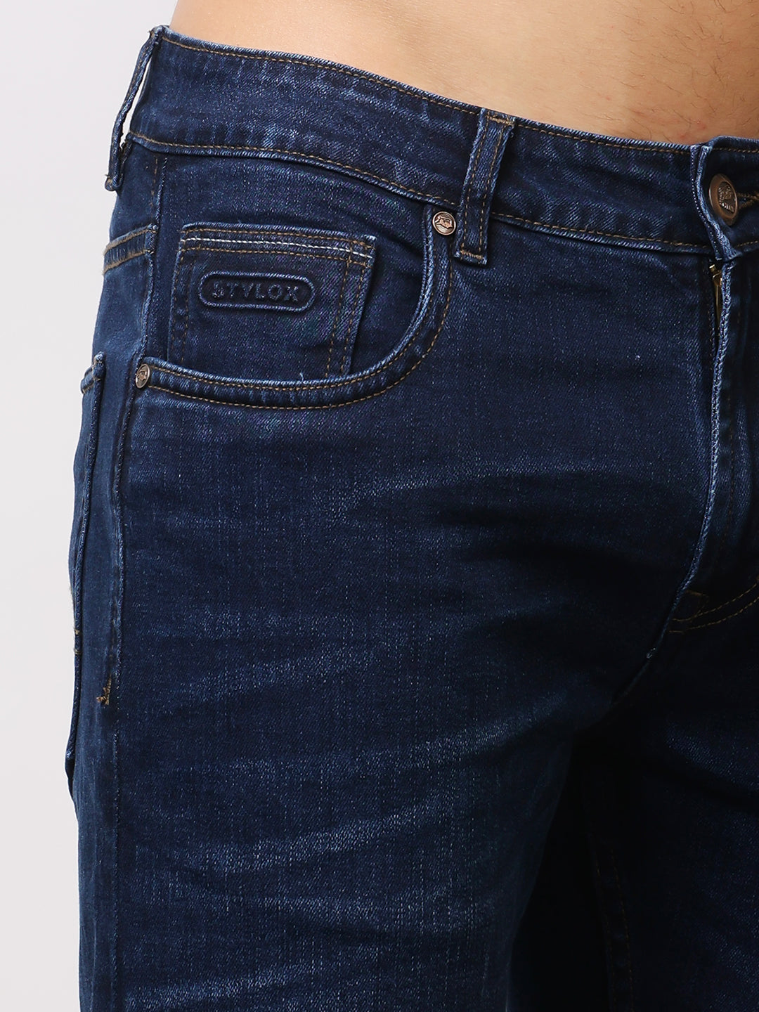 Stylox Men’s Ankle Fit Mid-Rise Washed Stretchable Denim Jeans - Stylox
