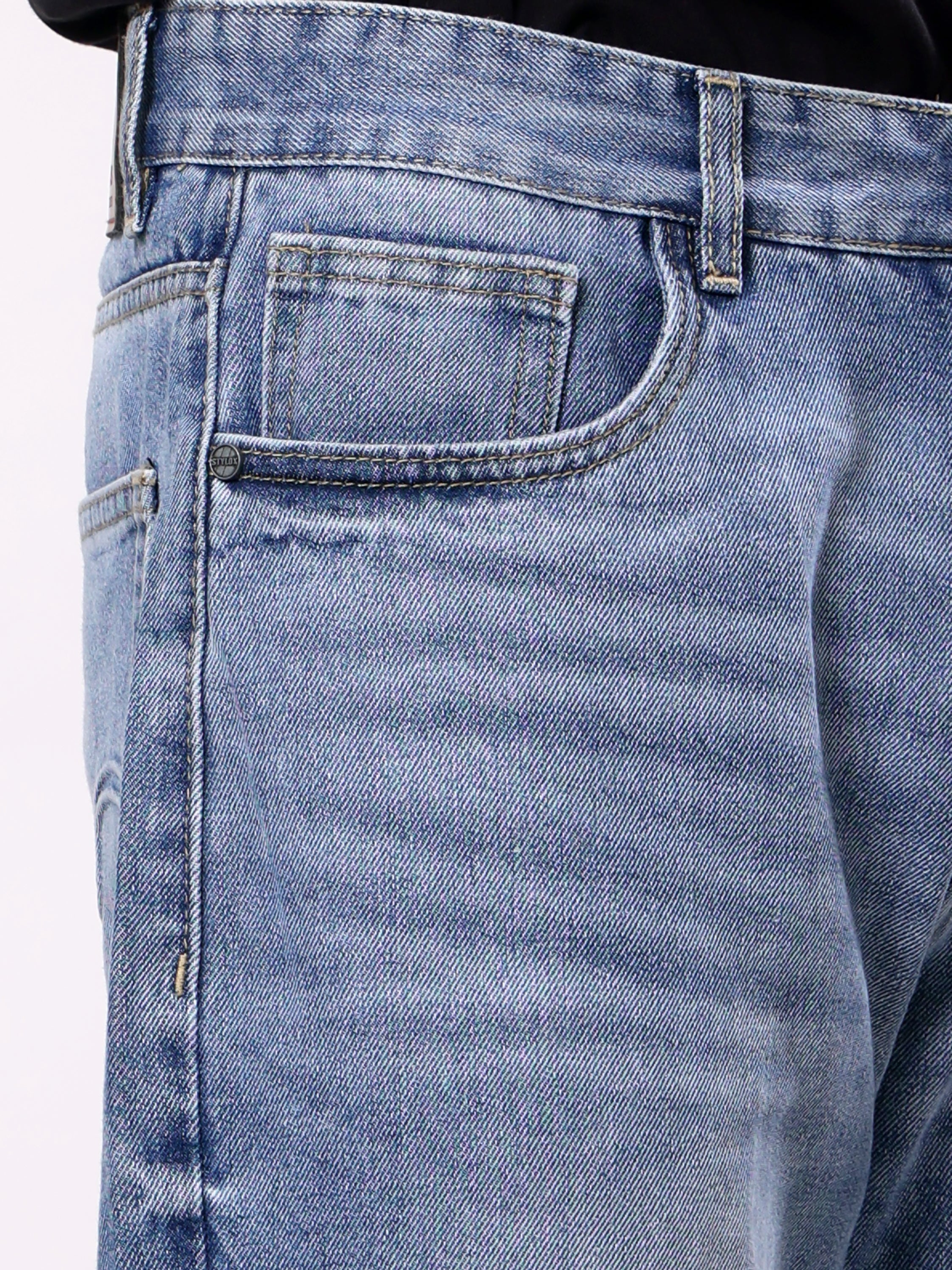 Stylox Men’s Baggy Fit Non-Stretch Wide Leg Casual Streetwear Denim Jeans