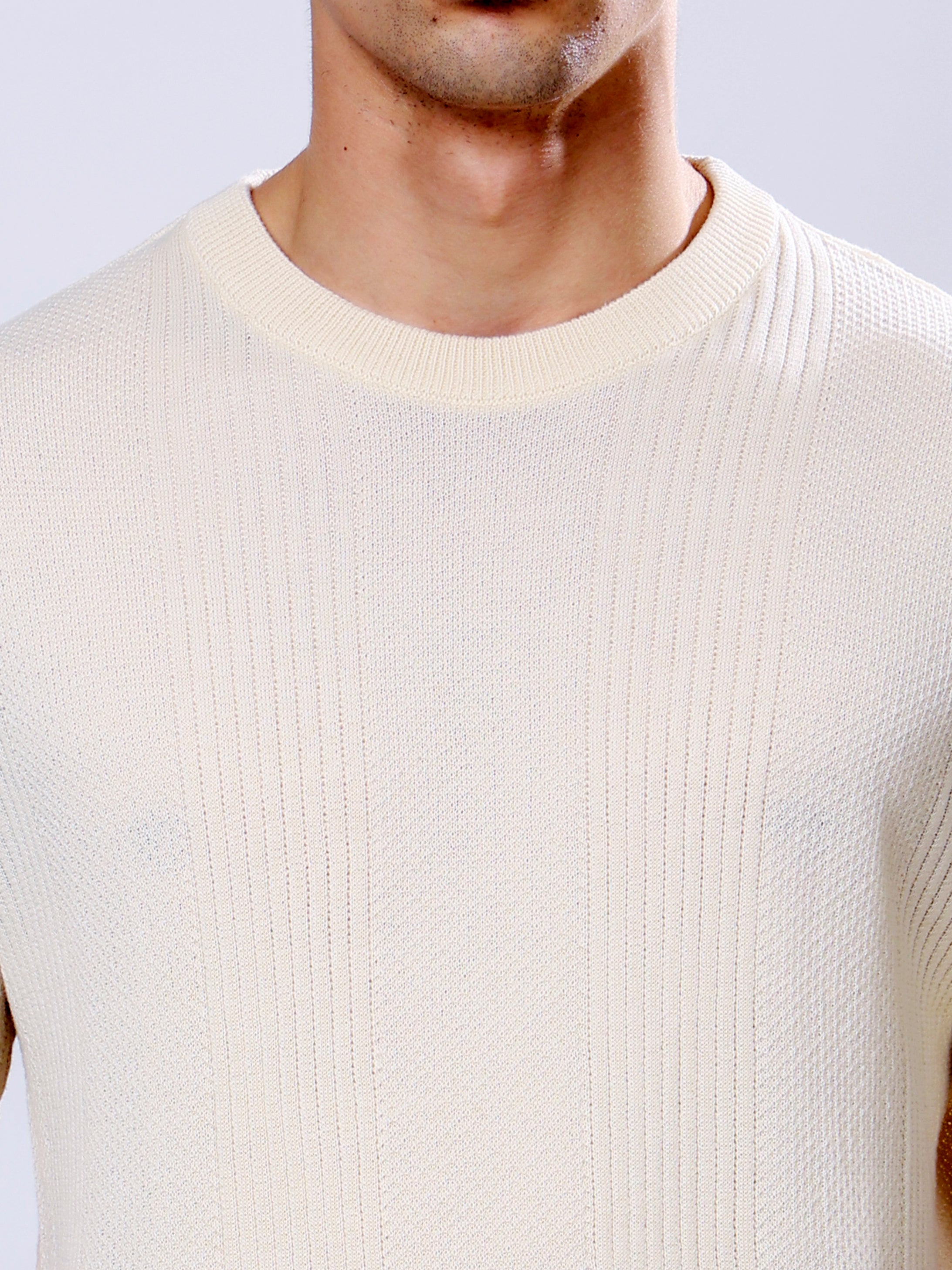 Stylox Men's Regular Fit Half Sleeve Solid Knitted Round Neck T-Shirt