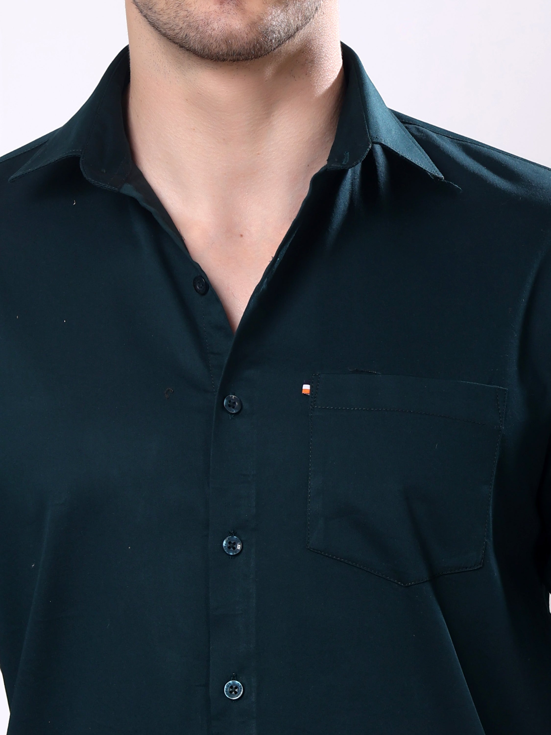 Stylox Men’s Regular Fit Full Sleeve Solid Cotton Satin Casual Shirt - Stylox