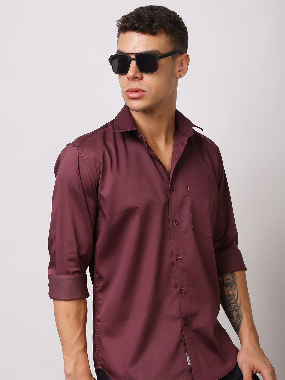 Stylox Men's Full Sleeve Solid Partywear Casual Shirt – Premium Shine Finish Cotton Blend Regular Fit Shirt for Stylish Evening & Occasion Wear - Stylox