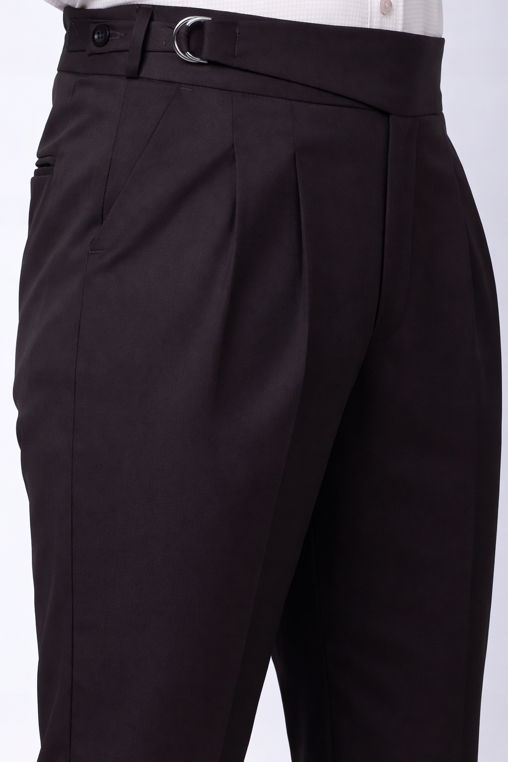 Stylox Men’s Slim Fit Gorkha Trouser with Pleated Front & Side Adjuster Waist-Black - Stylox