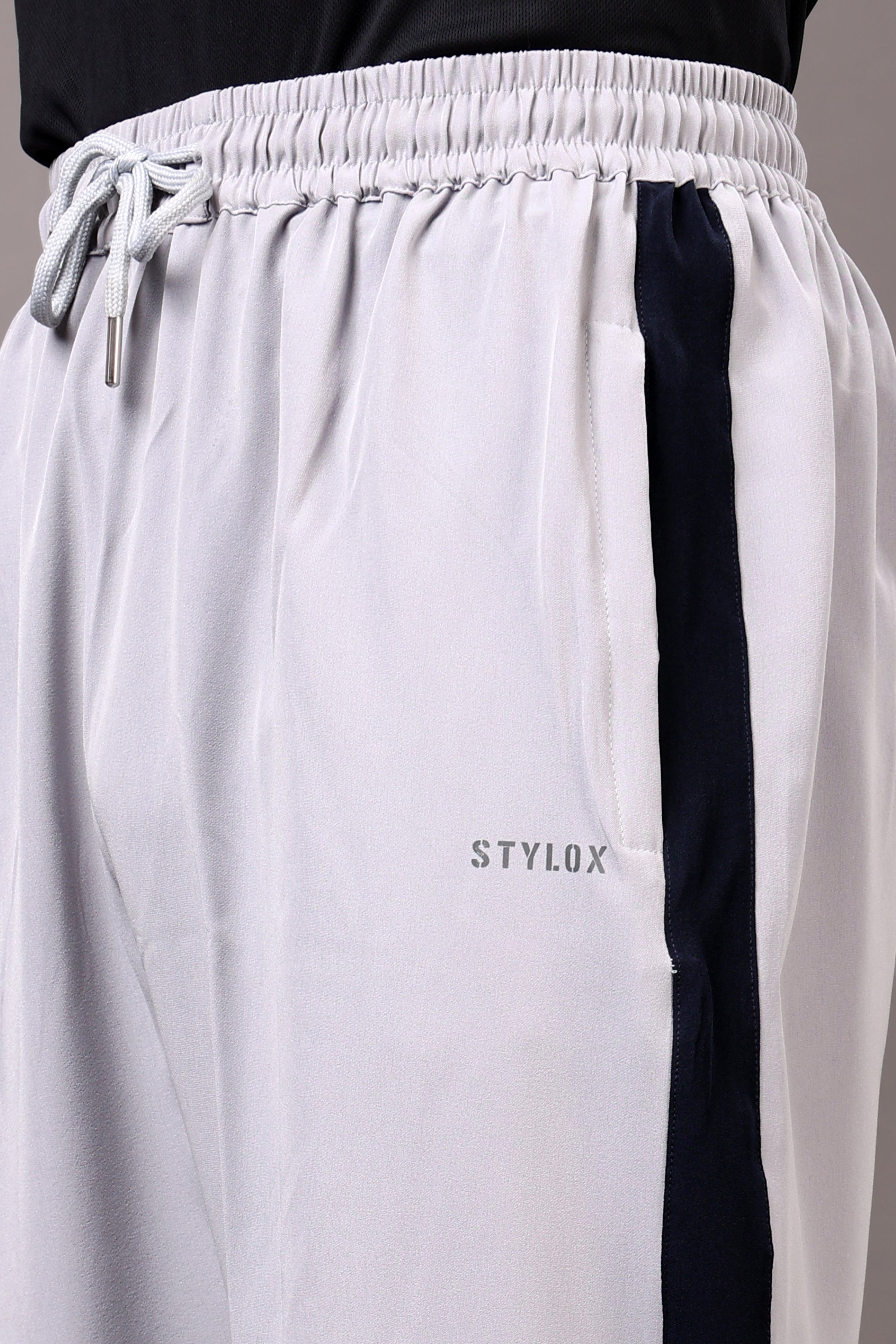 Stylox Classic Men’s Trackpants with Elastic Waist & Side Pockets (Light Grey) - Stylox