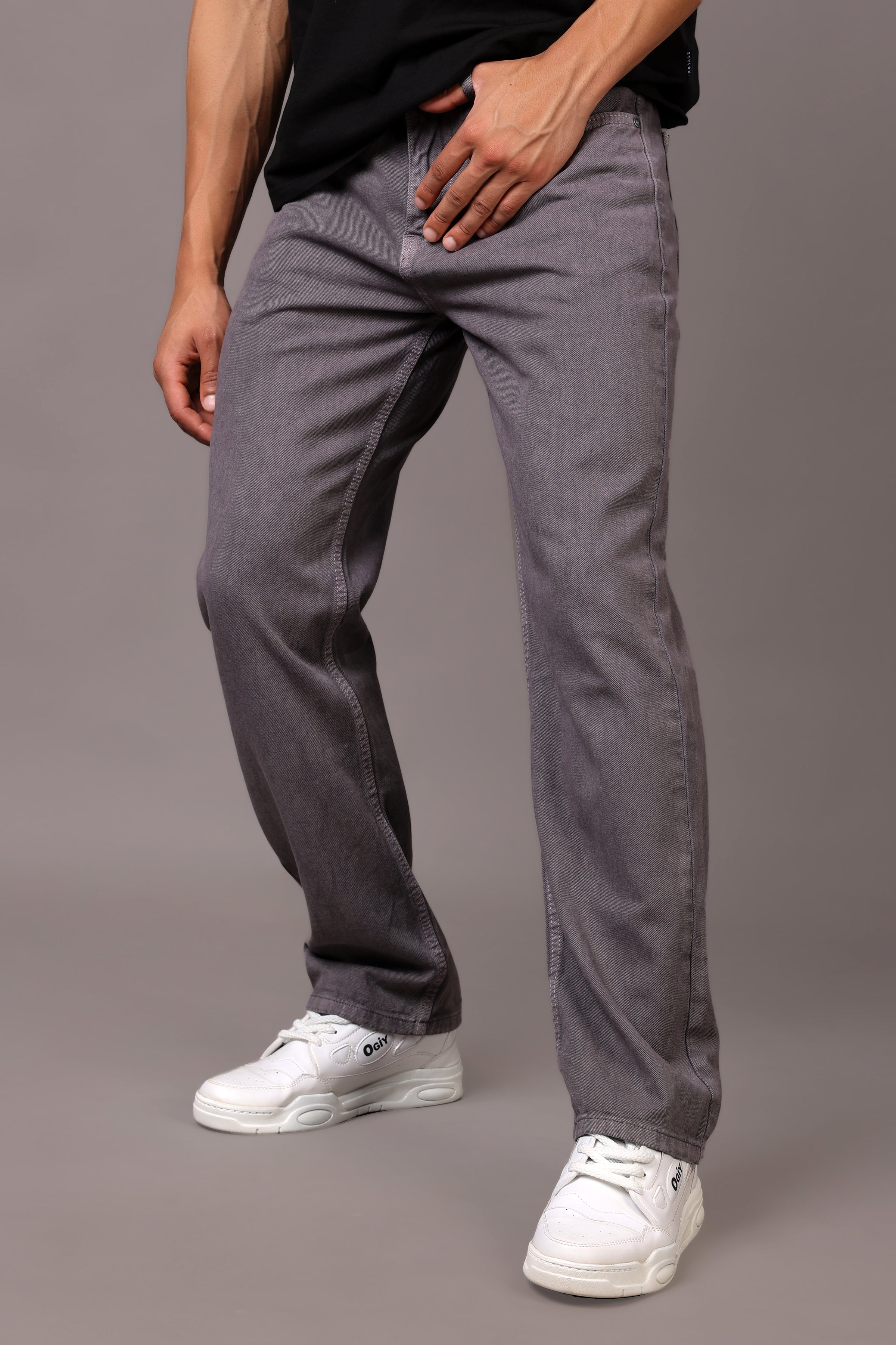 Stylox Men’s Relaxed Fit Denim Jeans - Ash Grey, Black, Steel Grey, Fossil Grey & Olive