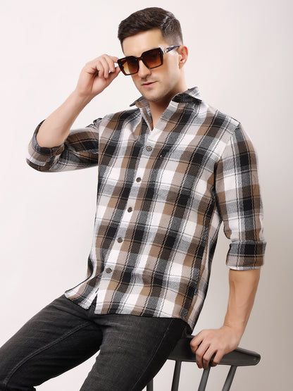 Stylox Men’s Regular Fit Full Sleeve Check Shirt | Casual &amp; Semi-Formal Cotton Checkered Shirt