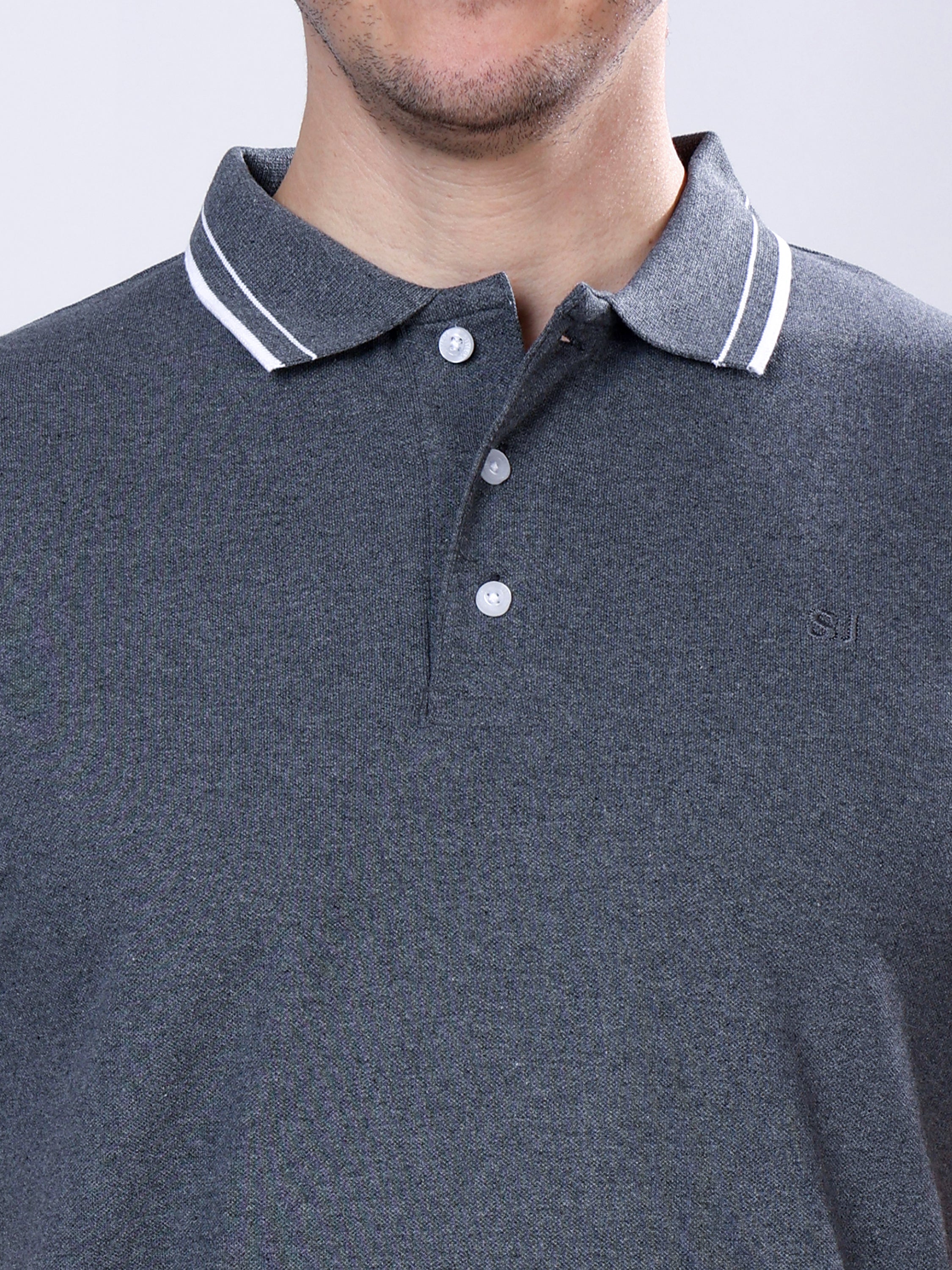 Stylox Men’s Solid Polo T-Shirt with Contrast-Tipped Collar - Stylox