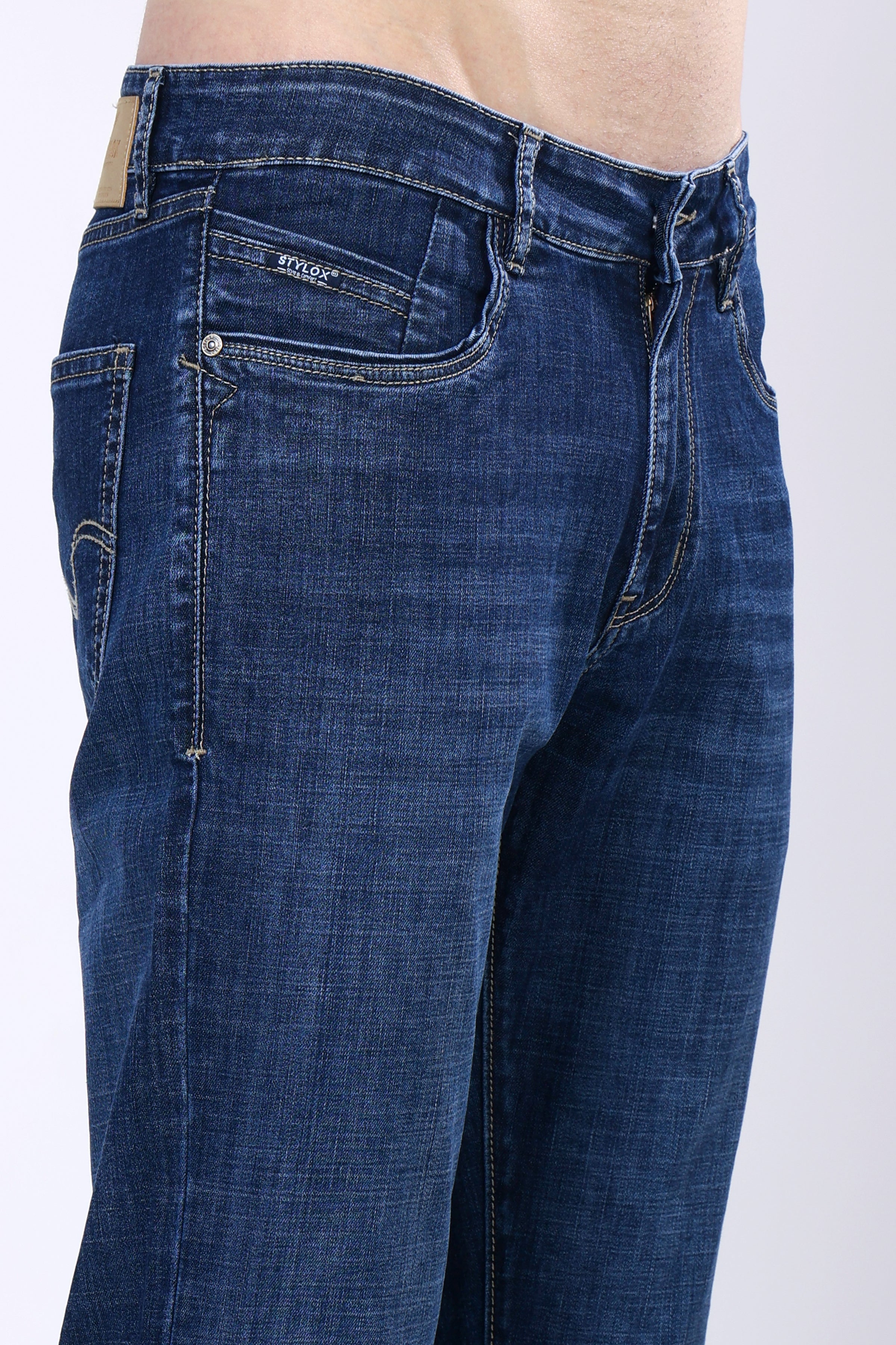 Stylox Men's Slim Fit Stretchable Jeans-Dark Blue - Stylox