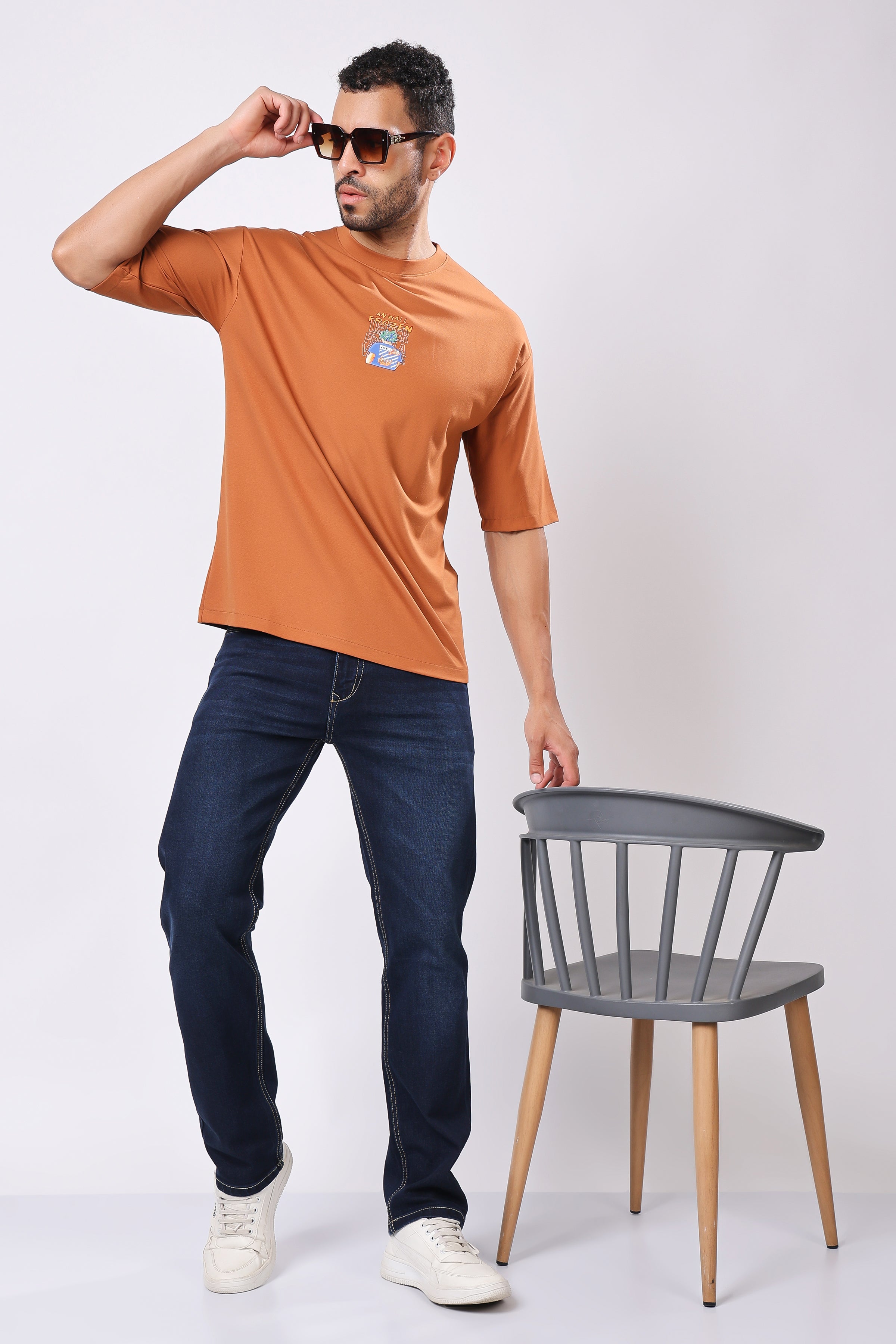 Stylox Men’s Oversized Round Neck Half Sleeve Back Printed T-Shirt | Premium Cotton Loose Fit Graphic Tee for Streetwear & Casual Style - Stylox