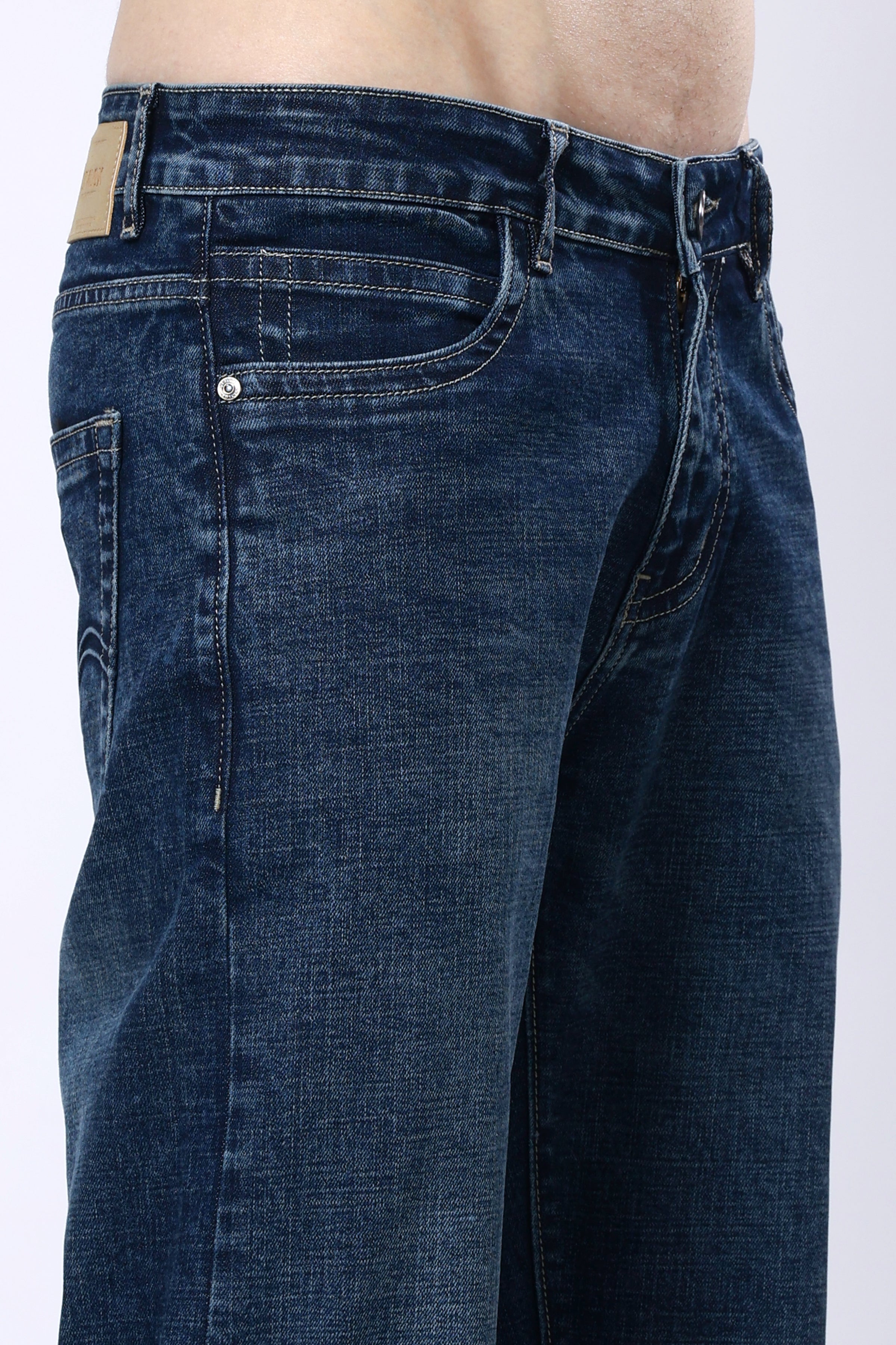 Stylox Men’s Comfort Fit Stretchable Greenish Blue Denim Jeans - Stylox