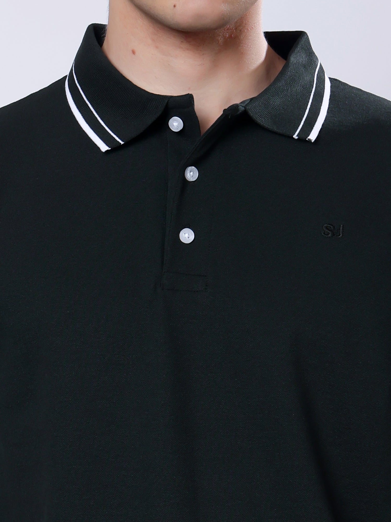 Stylox Men’s Solid Polo T-Shirt with Contrast-Tipped Collar - Stylox