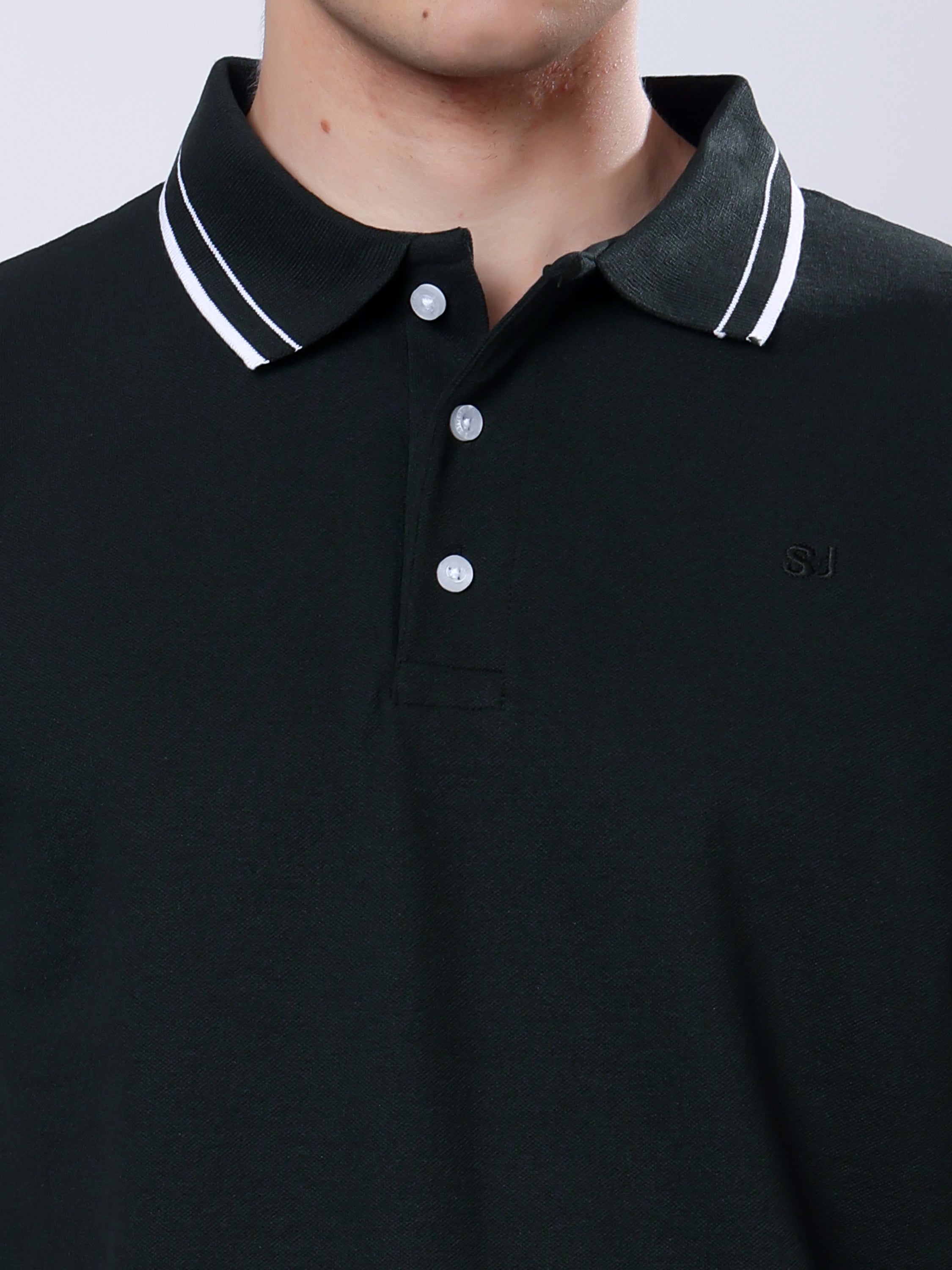Stylox Men’s Solid Polo T-Shirt with Contrast-Tipped Collar - Stylox