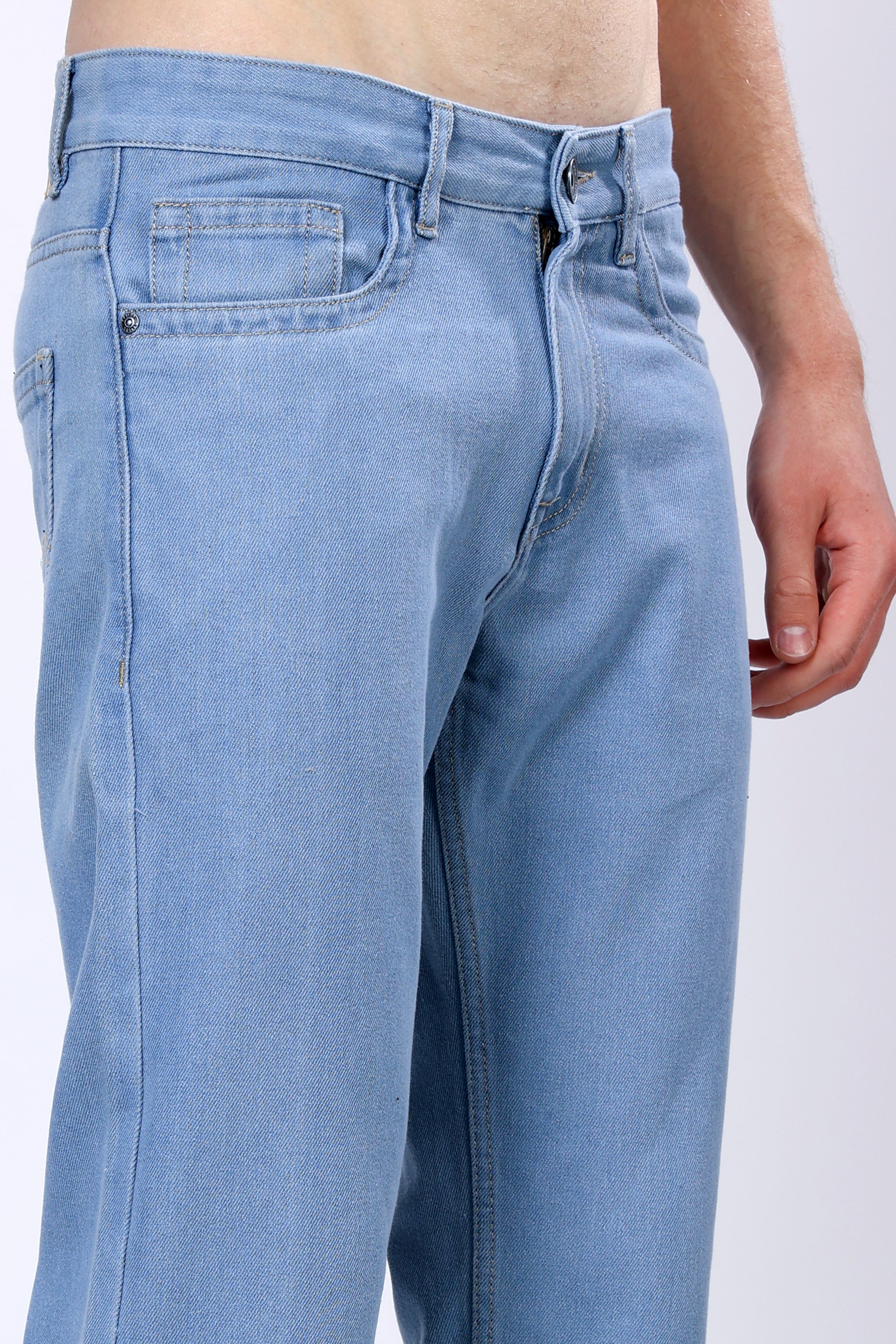 Stylox Men’s Mid-Rise Comfort Fit Light Blue Non-Stretch Denim Jeans - Stylox