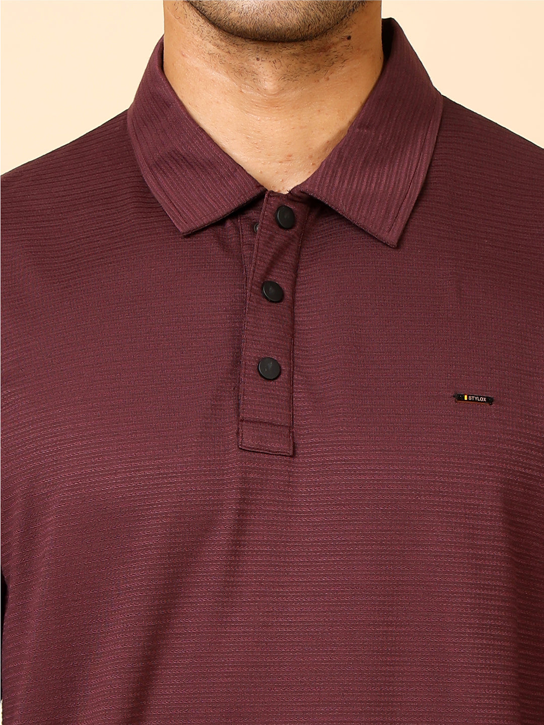 Stylox Men’s Polo Neck Sweatshirt with Button Placket