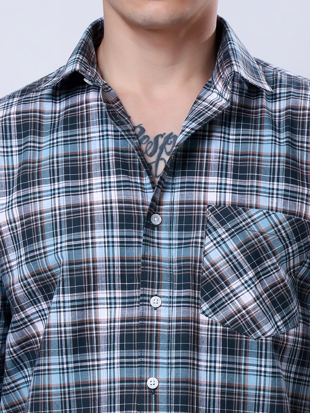 Stylox Men’s Regular Fit Full Sleeve Casual Check Shirt–Green & Grey - Stylox