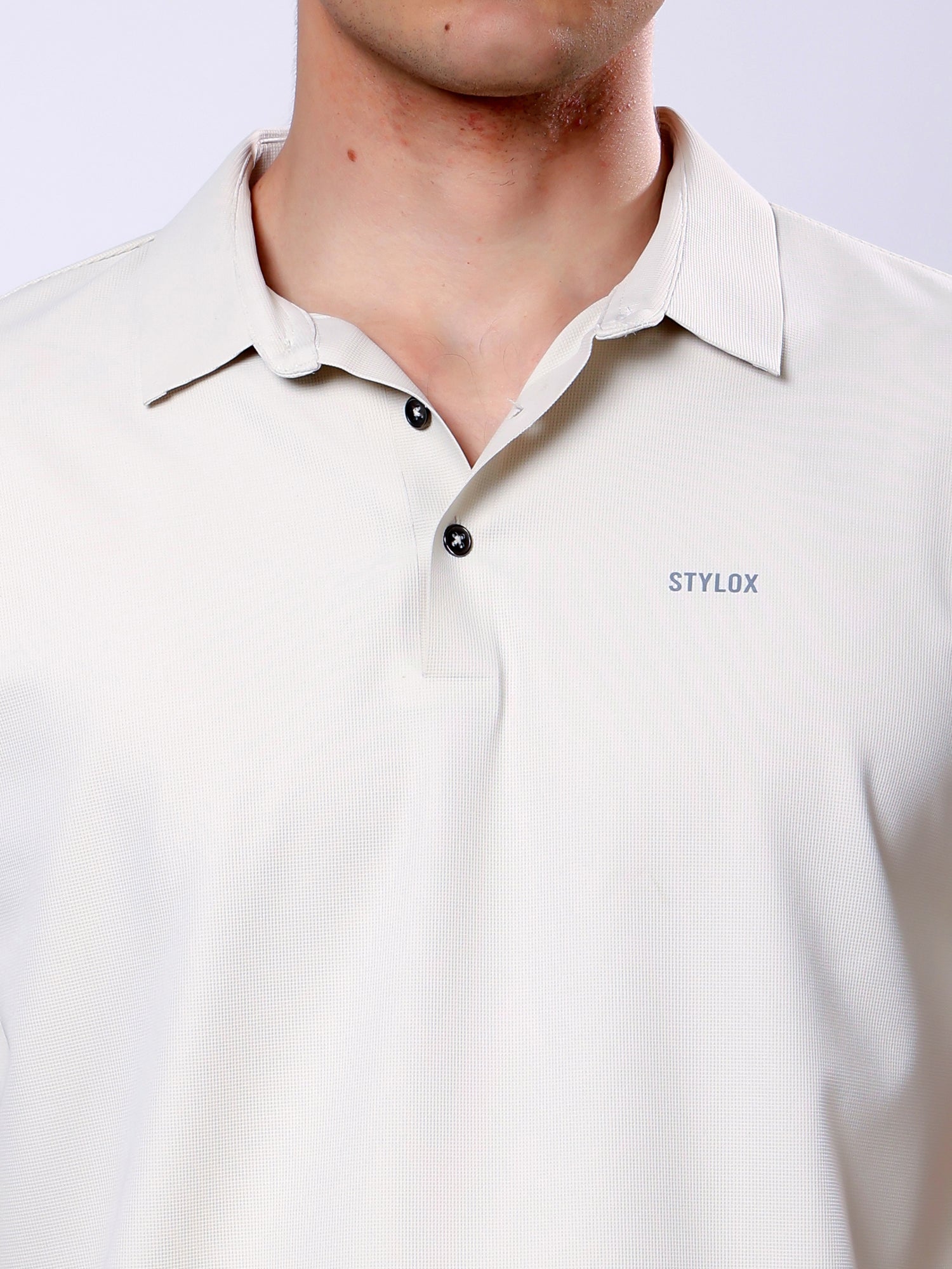 Stylox Men’s Premium Regular Fit Stretchable Polo T-Shirt–Light Beige - Stylox