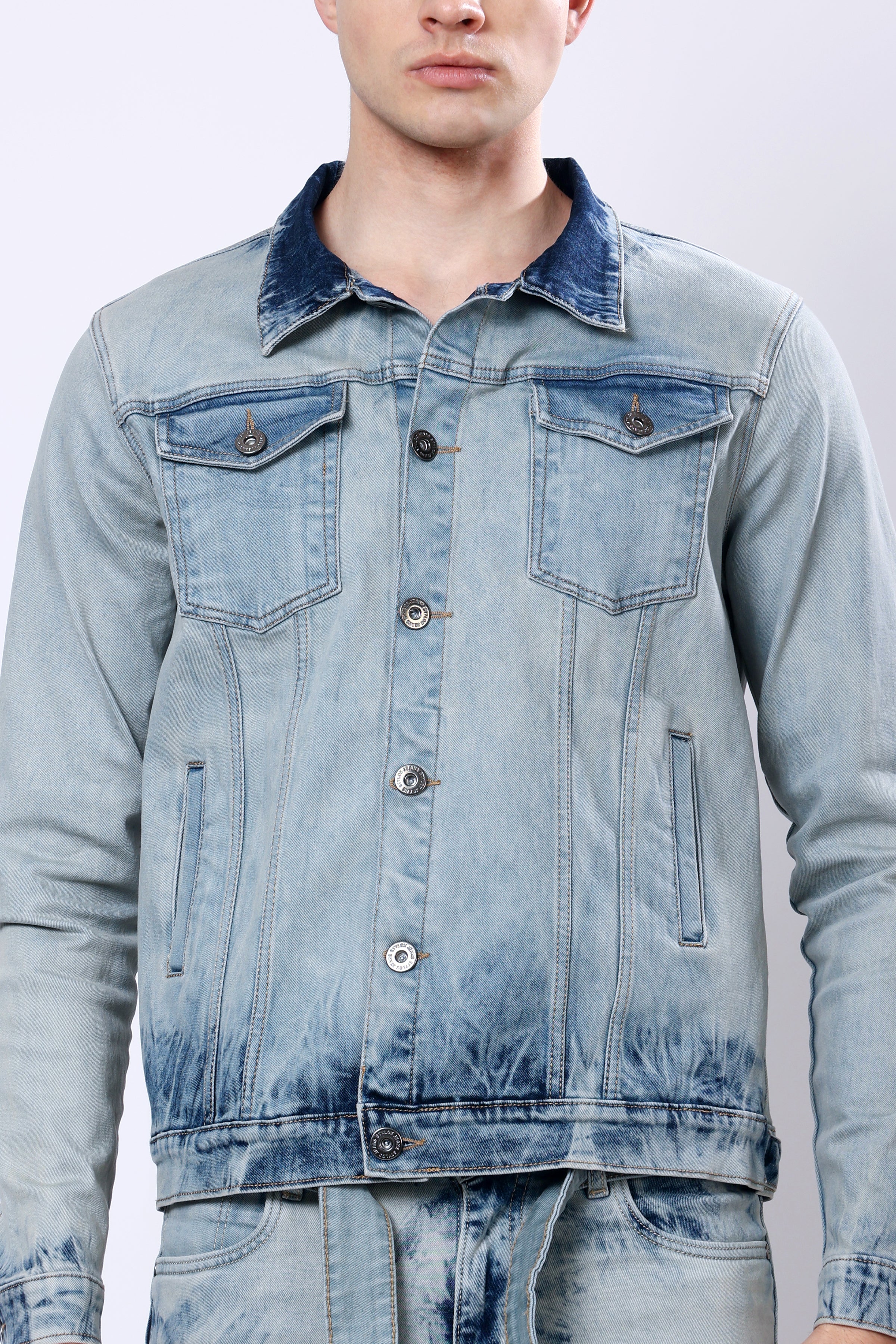 Stylox Men’s Regular Fit Washed Denim Jacket |  Button-Down Casual Denim Trucker Jacket - Stylox