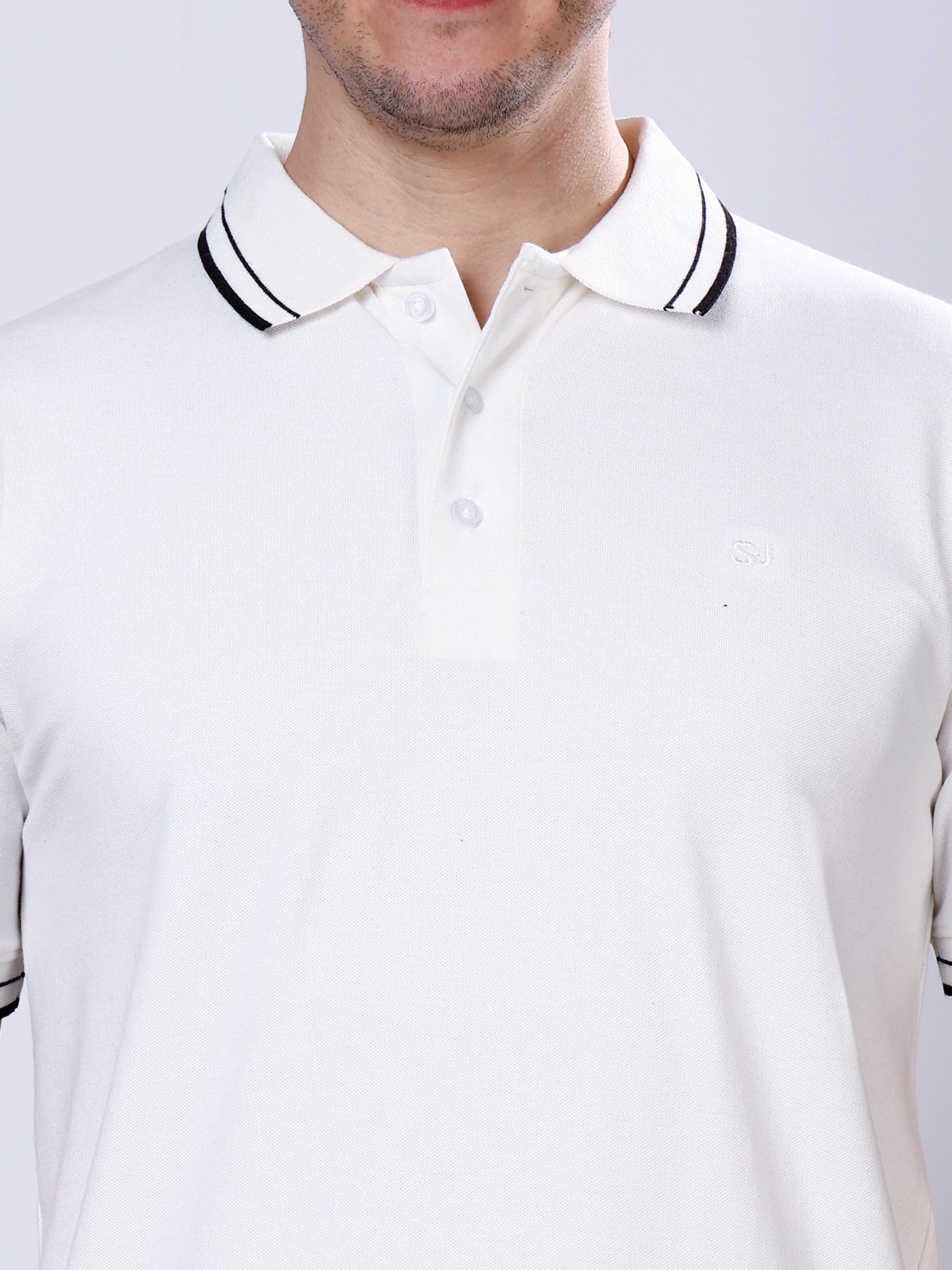 Stylox Men’s Solid Polo T-Shirt with Contrast-Tipped Collar - Stylox
