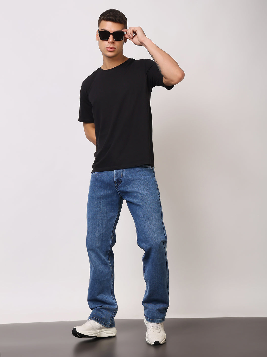 Stylox Men’s Bootcut Fit Stretchable Mid Rise Solid Denim Jeans - Stylox