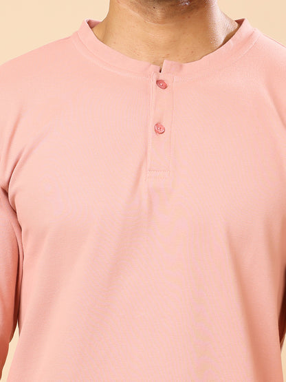Stylox Men’s Henley Neck Full Sleeve Solid T-Shirt – Casual &amp; Stylish Everyday Wear