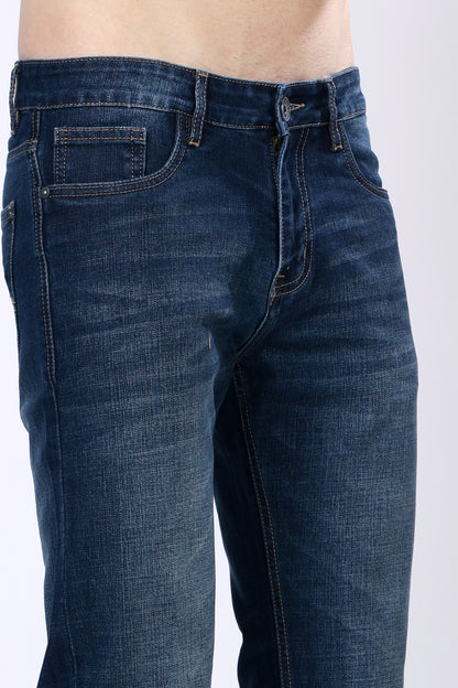 Stylox Men’s Mid-Rise Comfort Fit Stretchable Greenish Blue Denim Jeans - Stylox