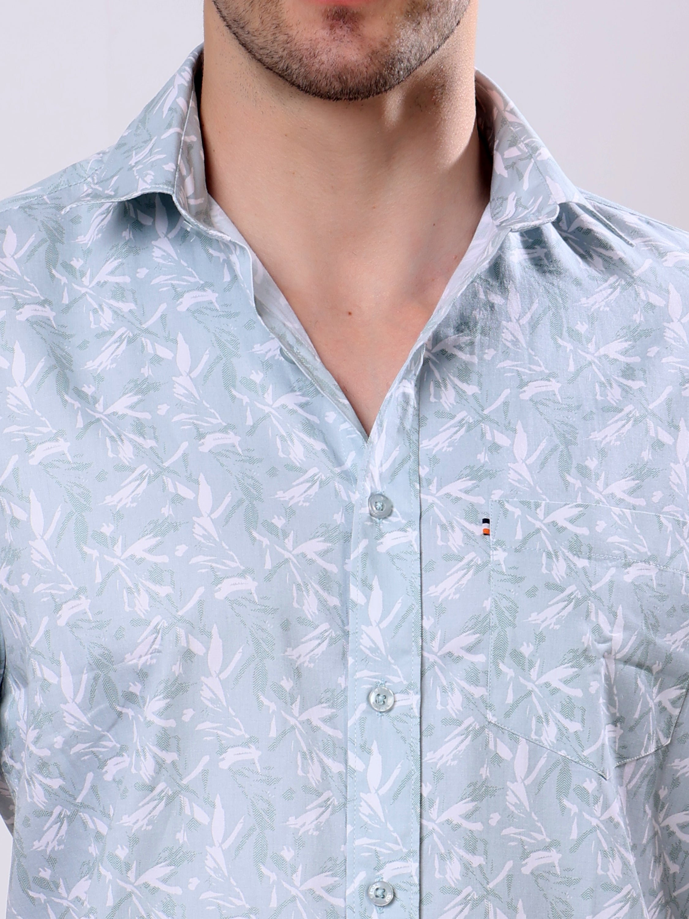 Stylox Men’s Regular Fit Half Sleeve Leaf Print Cotton Summer Casual Shirt - Stylox