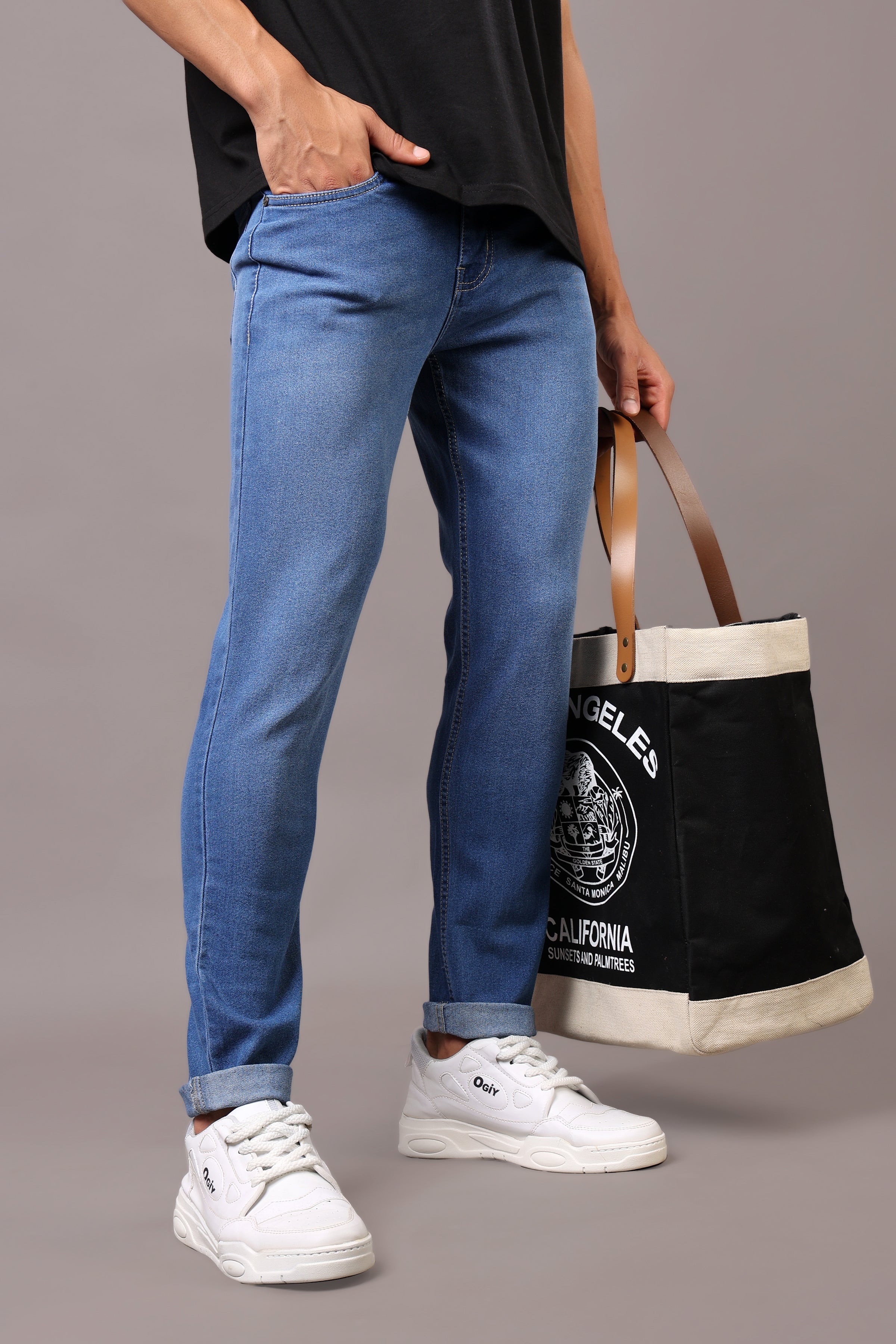 Stylox Men’s Slim Fit Mid-Rise Casual Denim Jeans - Stylox