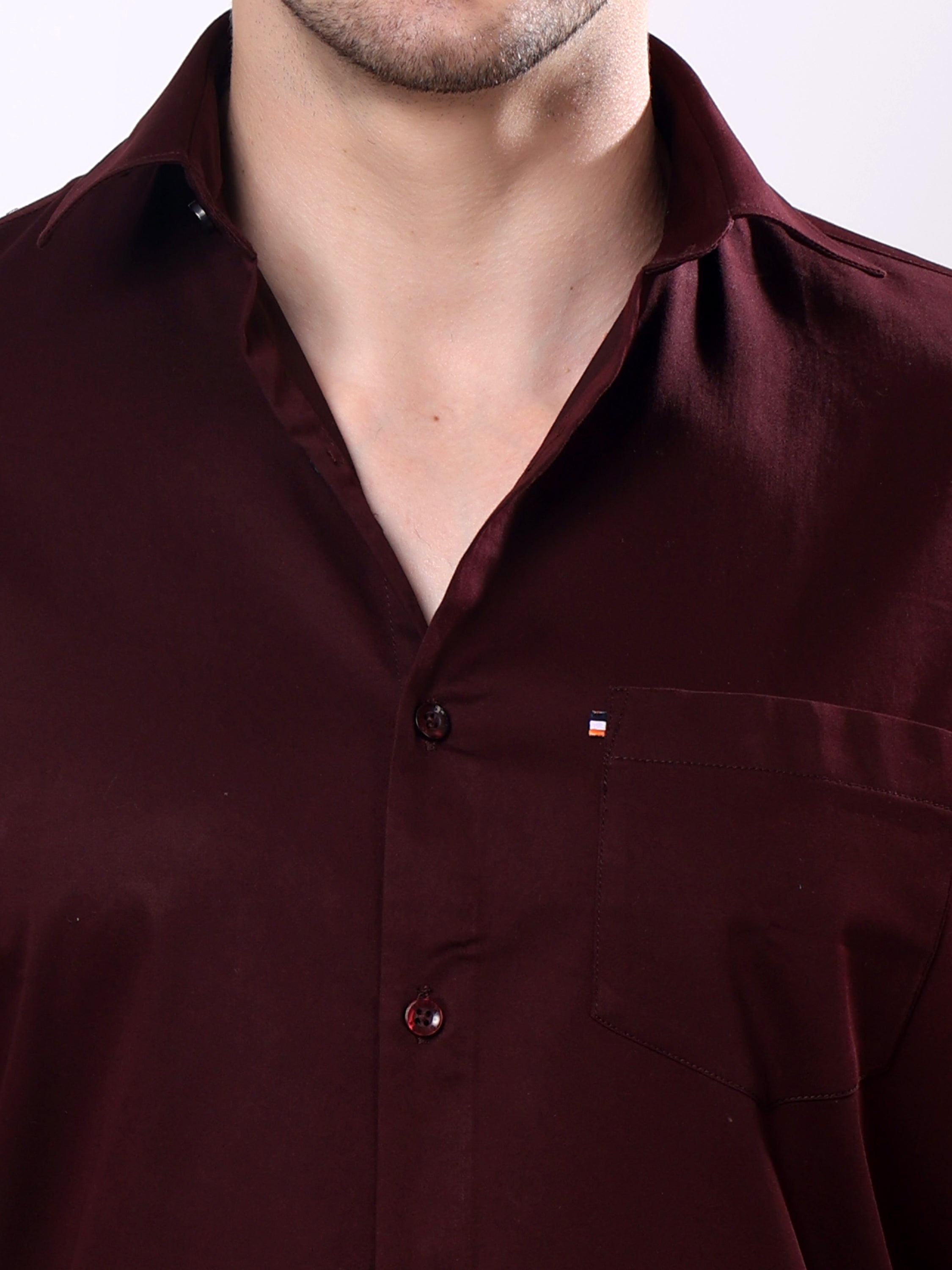 Stylox Men’s Regular Fit Full Sleeve Solid Cotton Satin Casual Shirt - Stylox