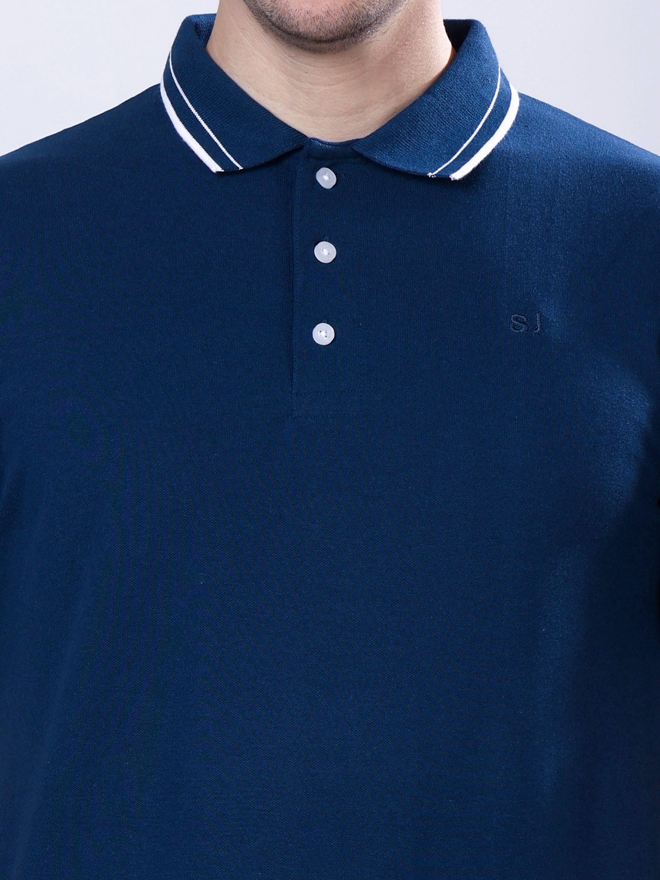 Stylox Men’s Solid Polo T-Shirt with Contrast-Tipped Collar - Stylox