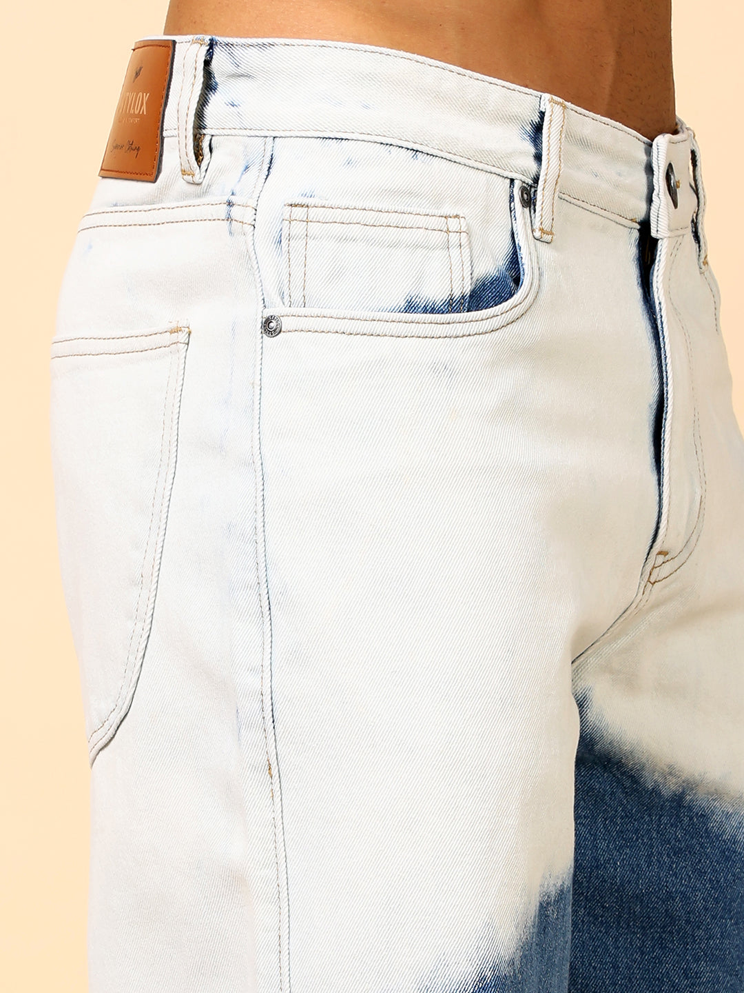 Stylox Men’s Baggy Fit Tie-Dye Washed Jeans | Trendy Street Style Denim|J-04 - Stylox