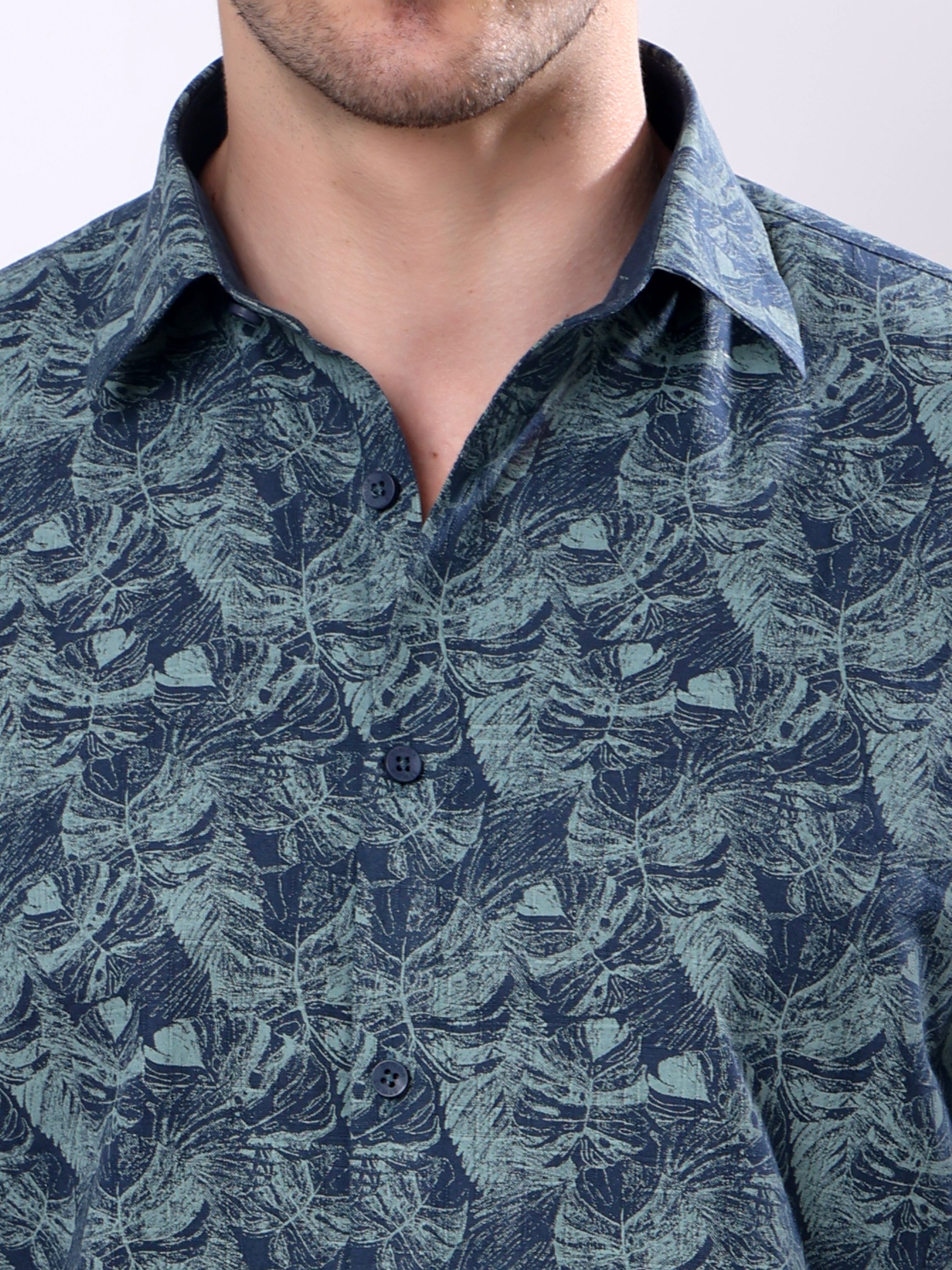 Stylox Men’s Regular Fit Half Sleeve Tropical Leaf Printed Casual Summer Shirt - Stylox
